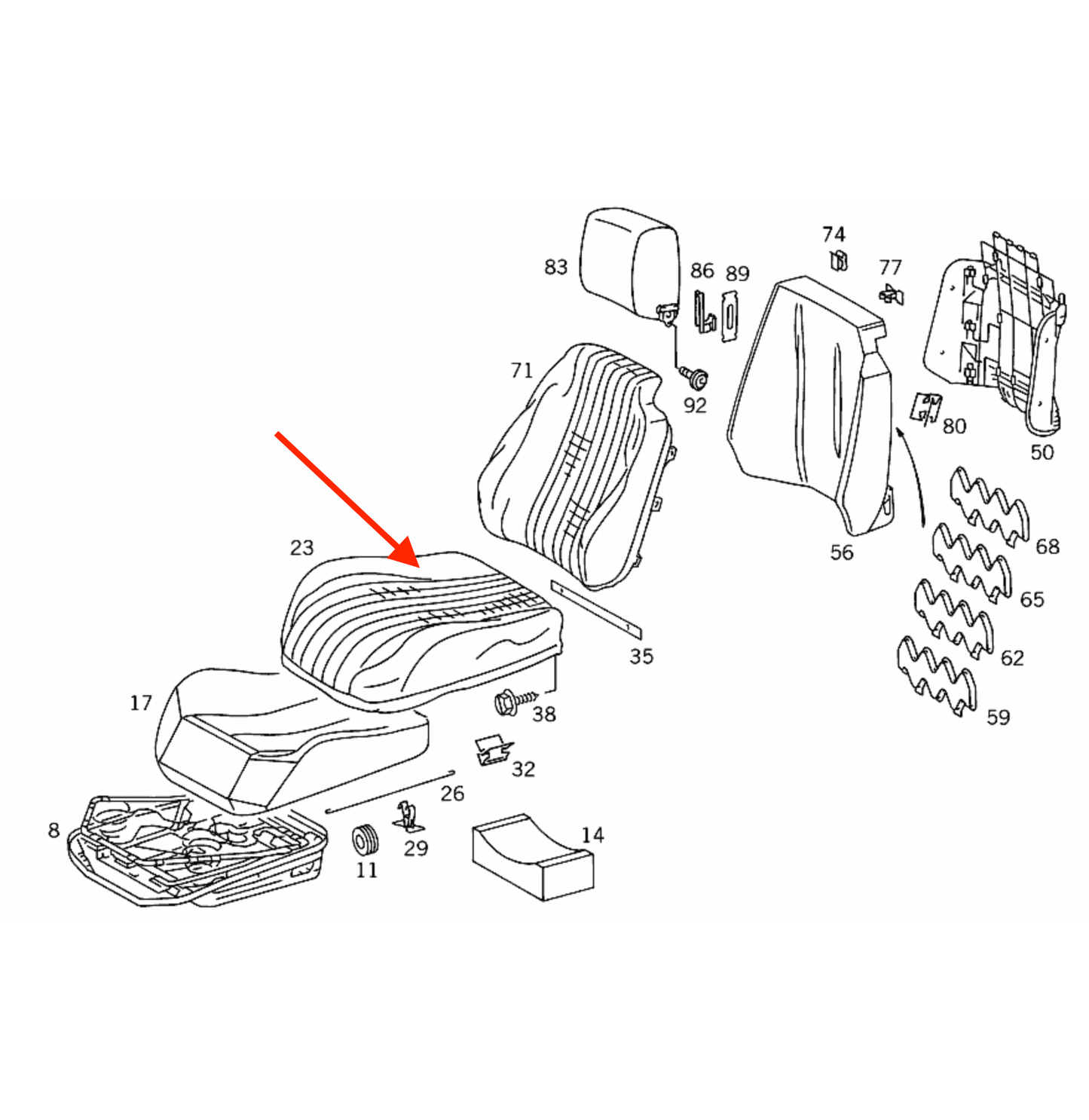 Mercedes SL R129 Prelift Eco Leather Front Seat Seat Abdeckung links/rechts
