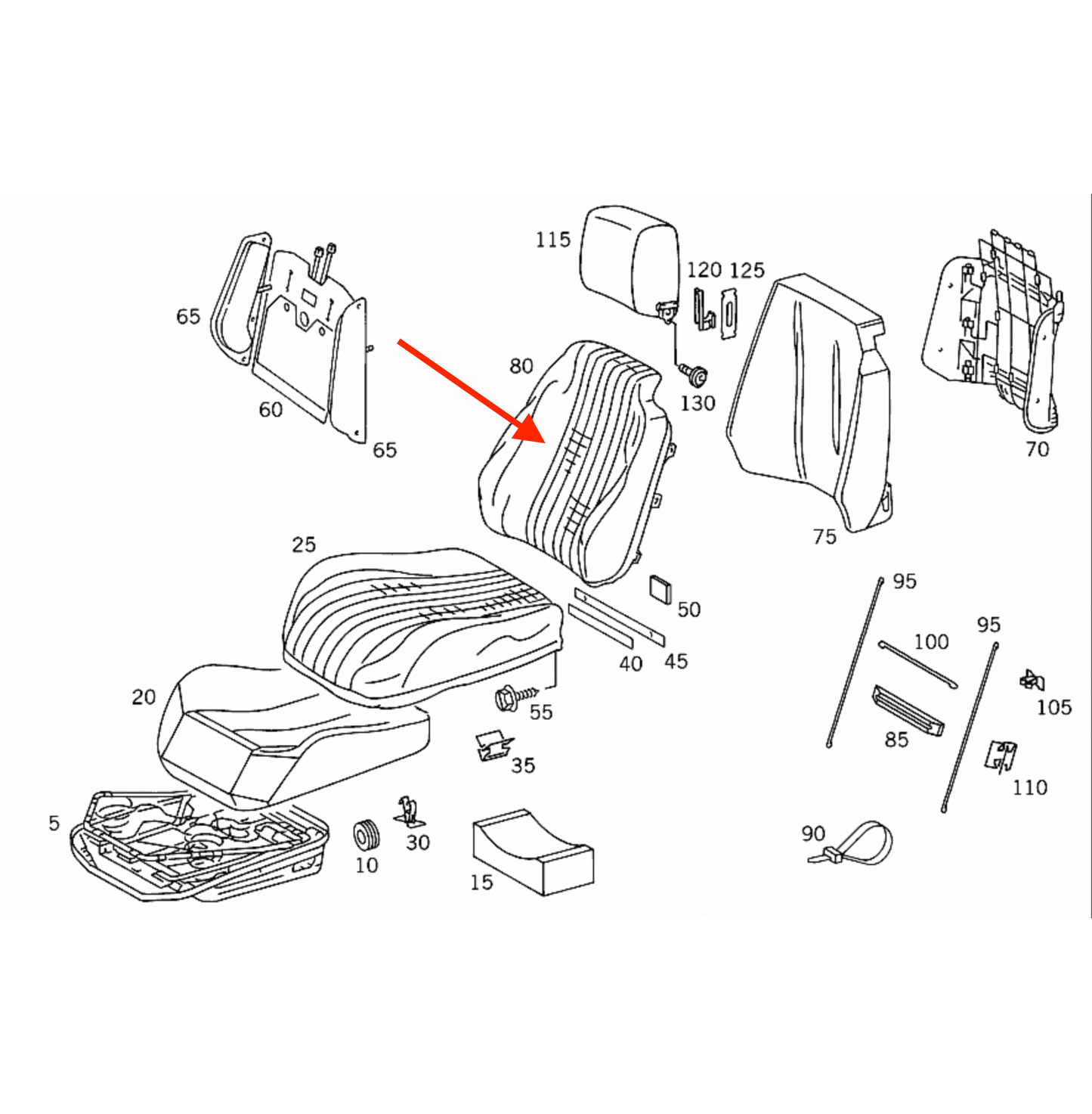 Mercedes SL R129 Prelift Leather Front Seat Backrest Abdeckung links/rechts A1299103647 / A1299103747