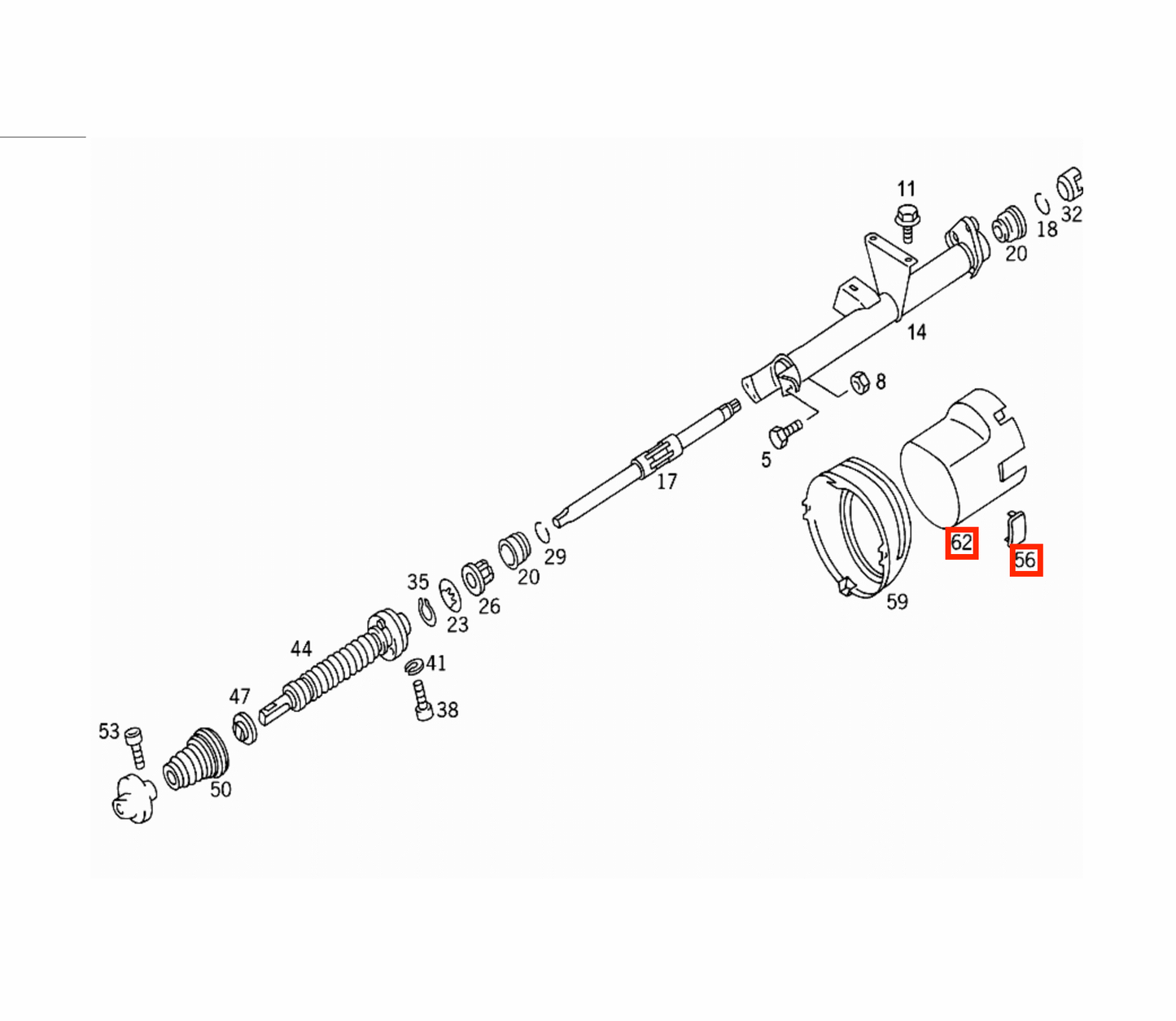 Mercedes SL R129 Steering Column Abdeckung A1294621523