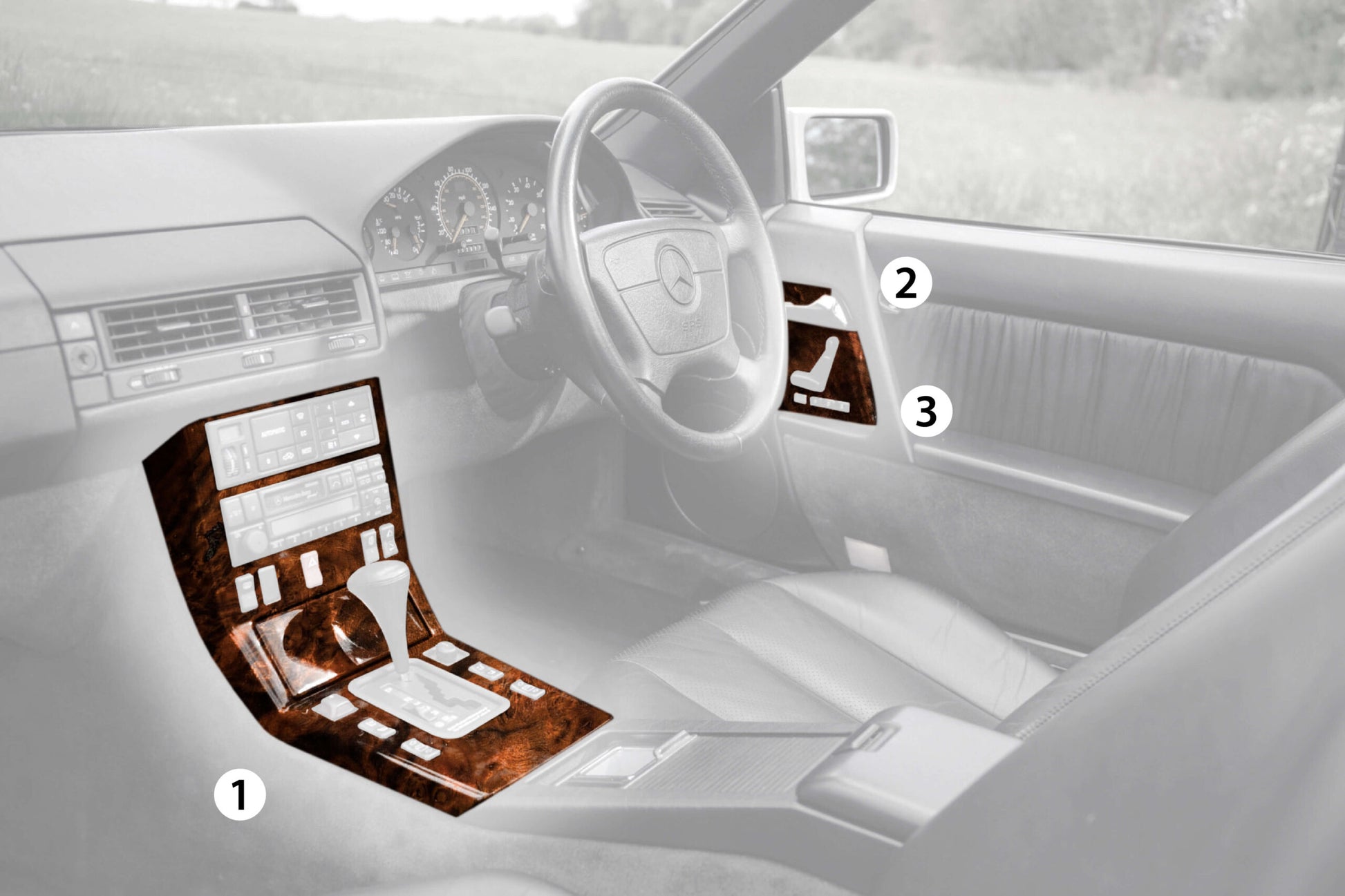 Mercedes SL R129 Pre Lift Wooden Decor Verkleidung Standard Set 6 Elements