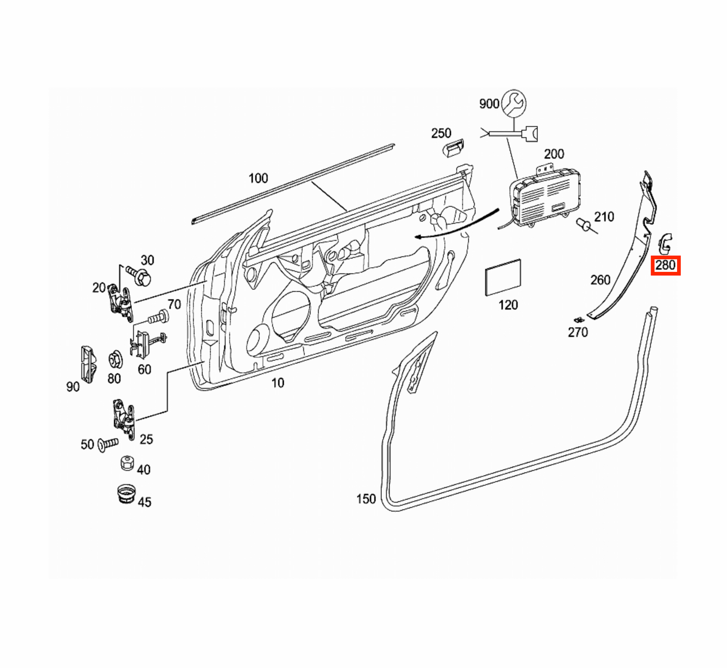 Mercedes SL R230 Door Panel Lock Abdeckung Verkleidung links/rechts A2307280321 / A2307280421