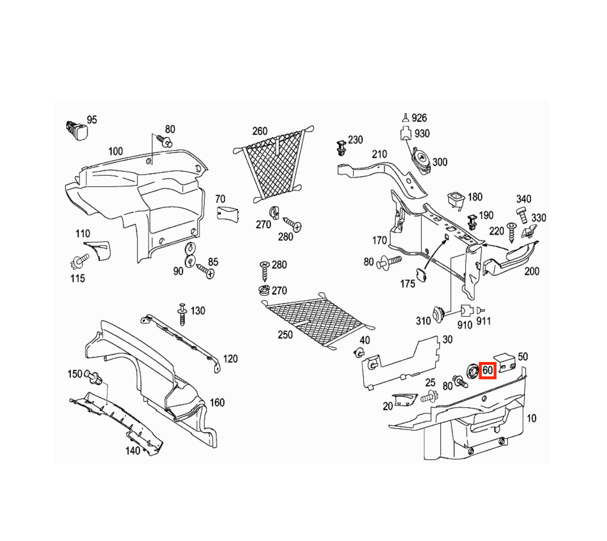 Mercedes SL R230 Hardtop Acces Abdeckkappe Set Of 2 A2306930617