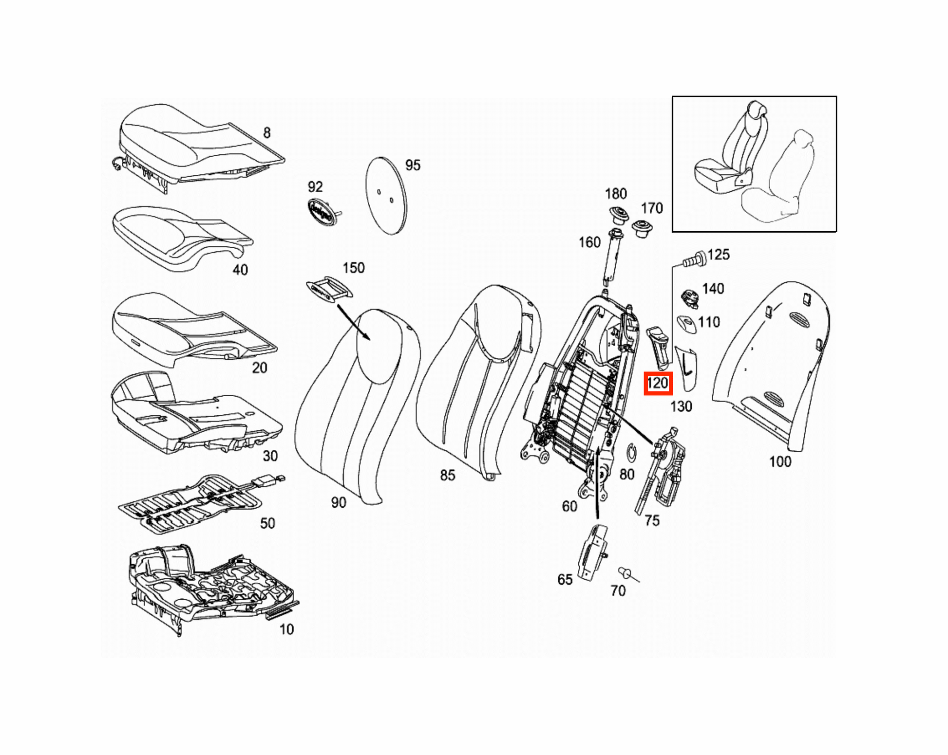 Mercedes SL R230 / W215 CL Front Seat Button / Belt Abdeckung Base Frame links/rechts Silver A2309130311 / A2309130411