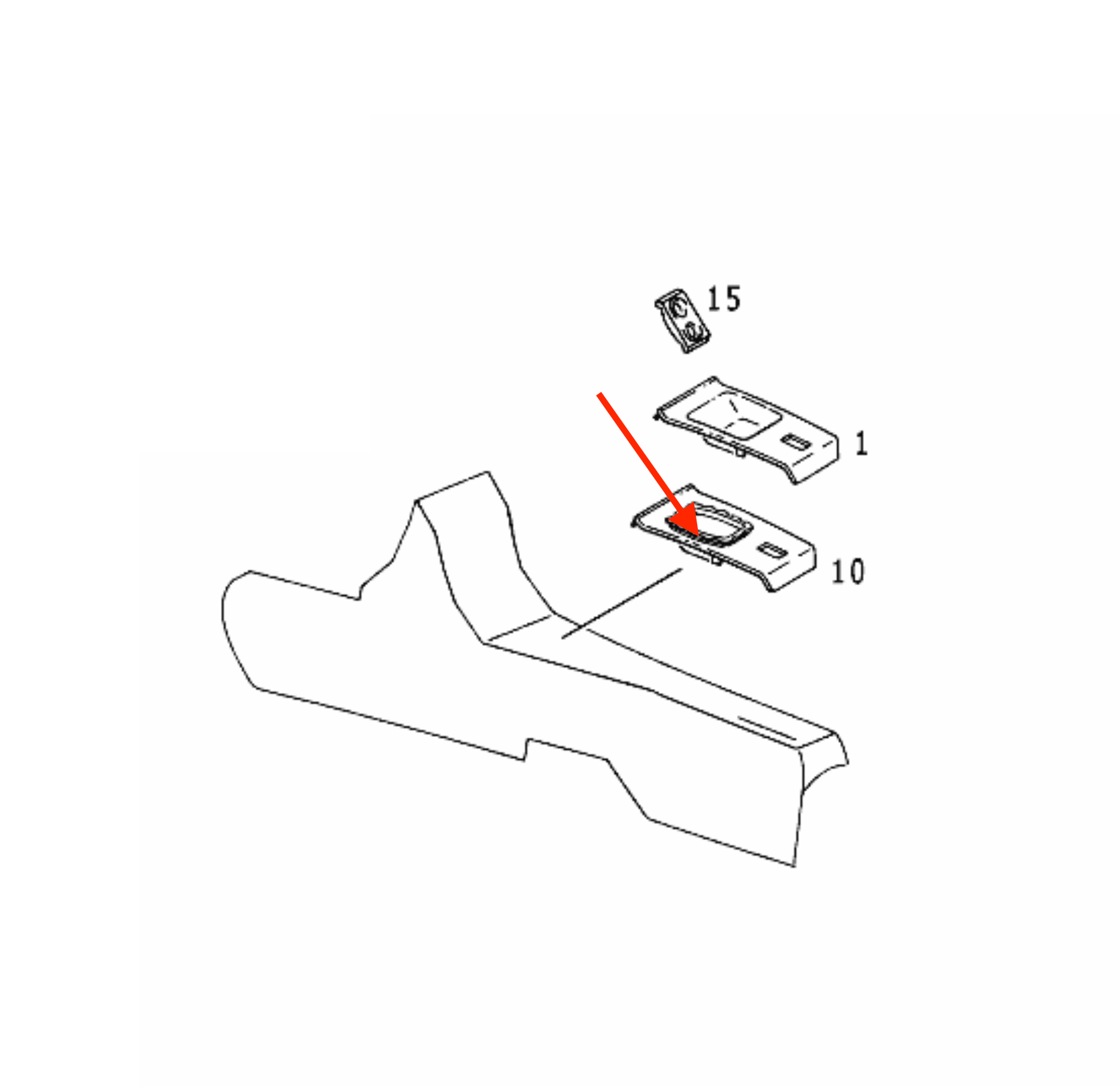 Mercedes W107 / W109 / W114 / W115 / W123 Shifter Panel Plastic Frame schwarz A1232670197
