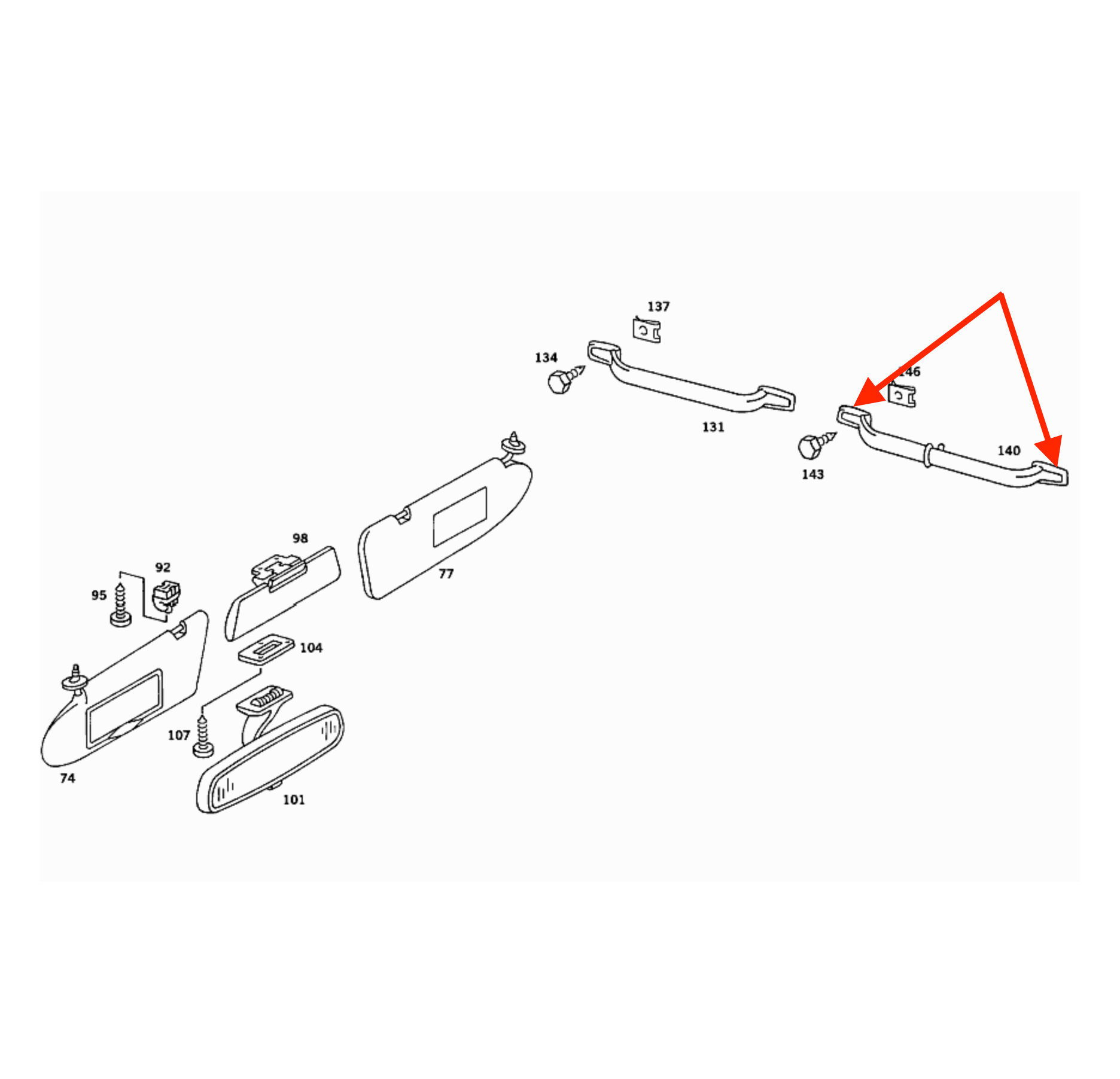 Mercedes W107 / W114 / W115 / W116 / W123 / W126 Roof Handle Decor Verkleidung Set Of 2 A1268101251