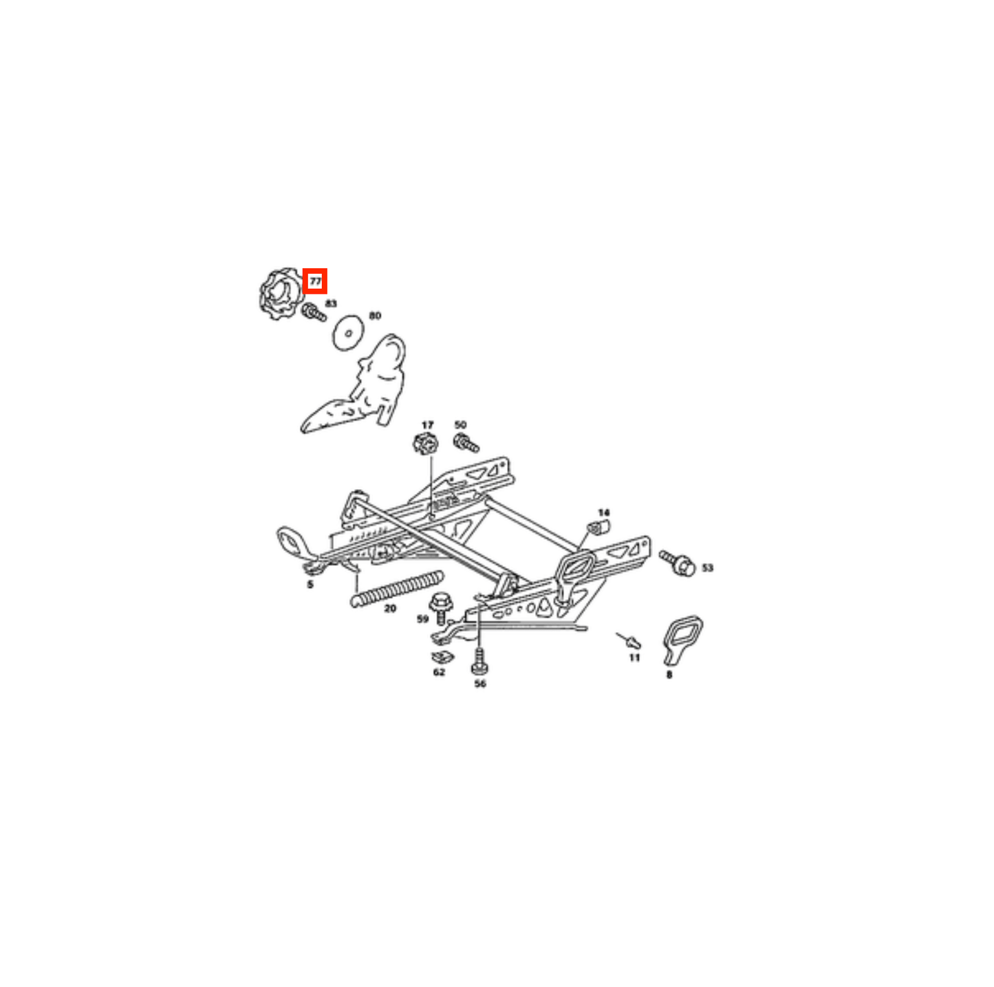 Mercedes W107 / W114 / W115 / W123 Seat Backrest Adjustment Wheel A0009180926
