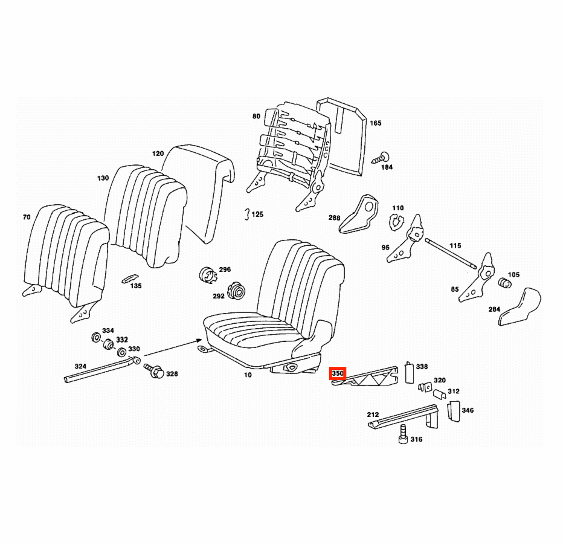 Mercedes W116 / W123 Front Passenger Seat Lower Side Abdeckung Verkleidung A1169190820