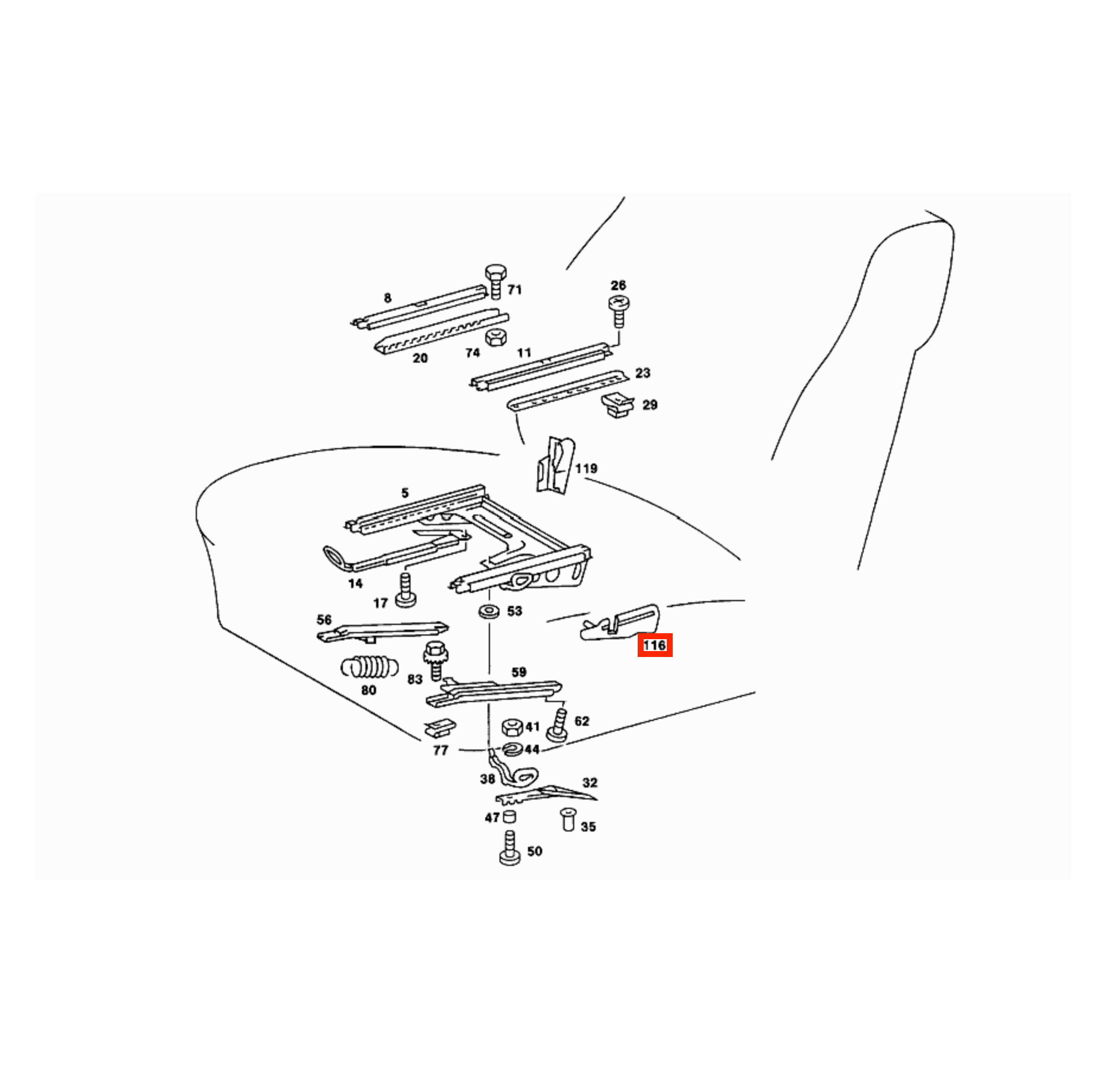 Mercedes W116 / W123 (Late Version) Front Seat Lower Side Abdeckung Verkleidung links/rechts A1239100518 / A1239100618