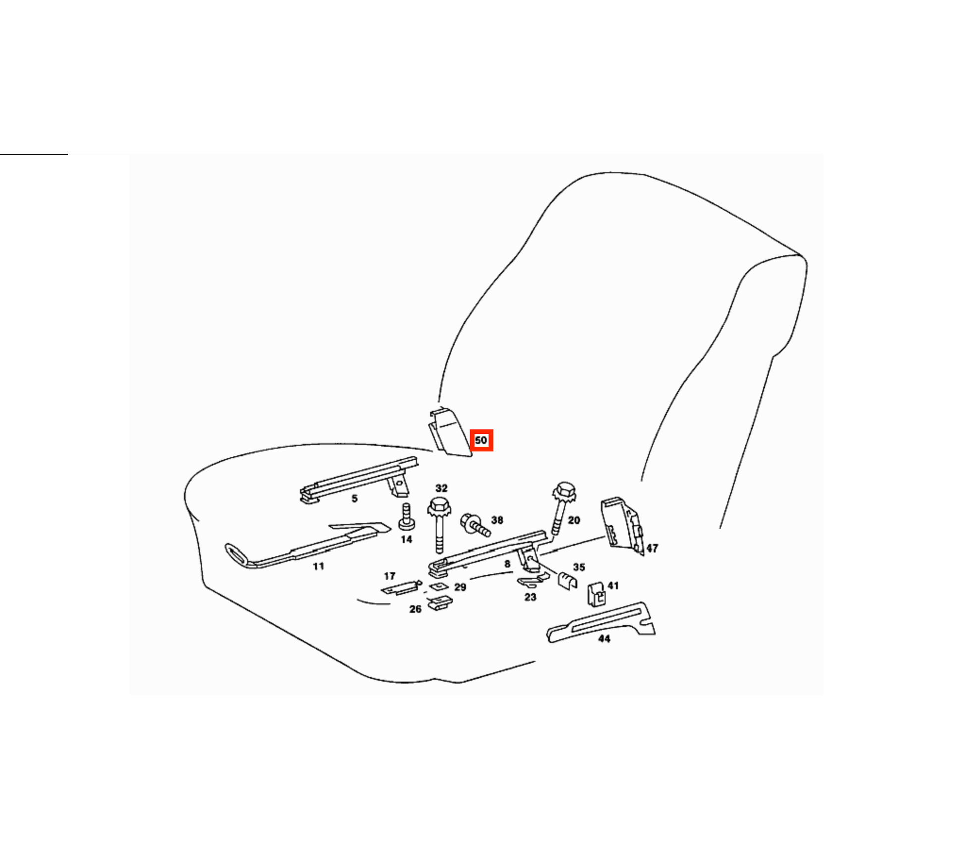 Mercedes W123 Front Seat Inner Rail Abdeckung Verkleidung End links/rechts A1239190520 / A1239190620