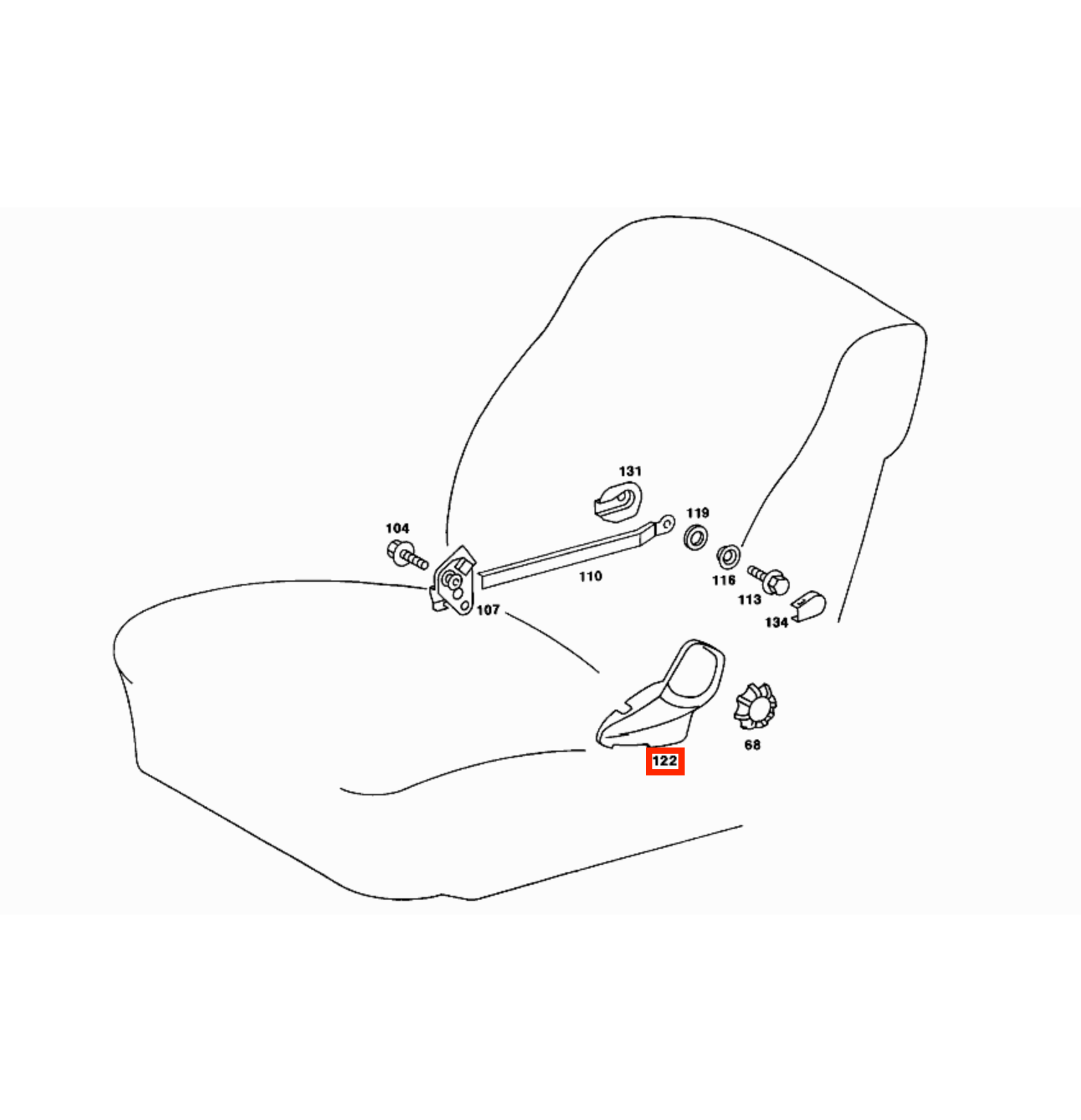 Mercedes W123 Front Seat Inner Side Abdeckung Verkleidung links/rechts A1239184430 / A1239184330