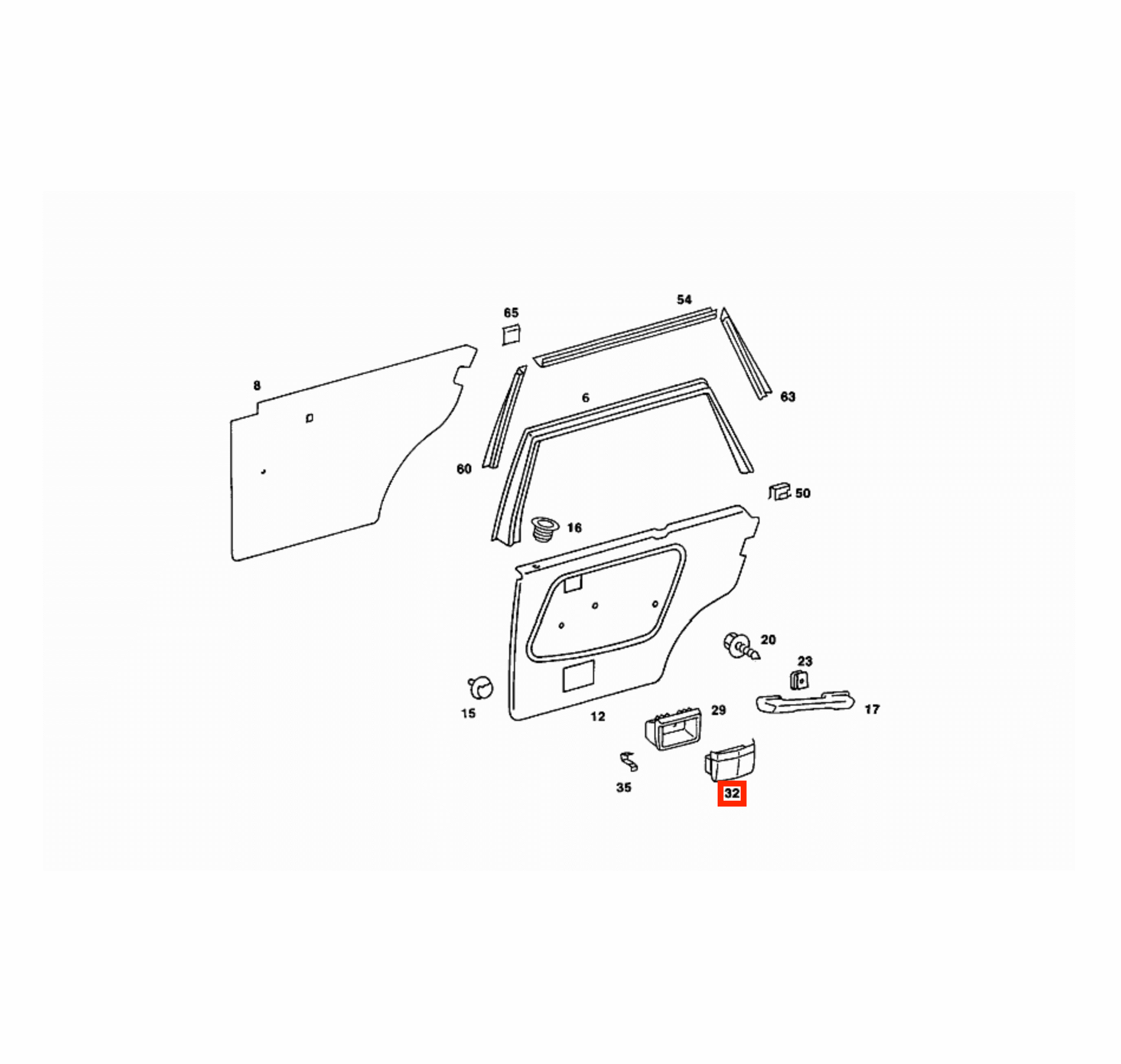 Mercedes W123 Rear Door Panel Ashtray Flap A1238100028