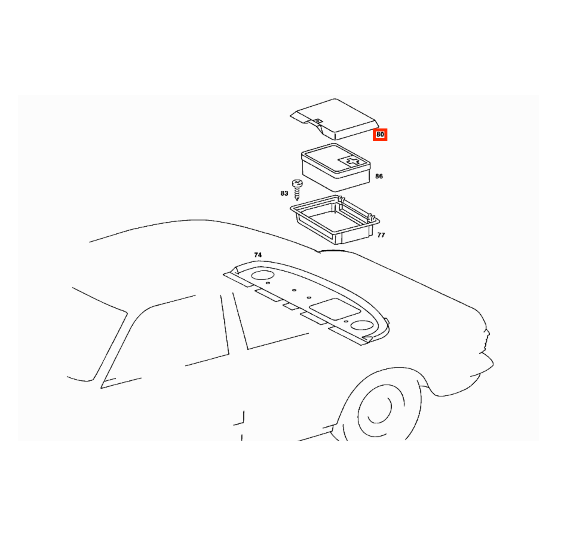 Mercedes W123 First Aid Kit Box Flap A1238650053