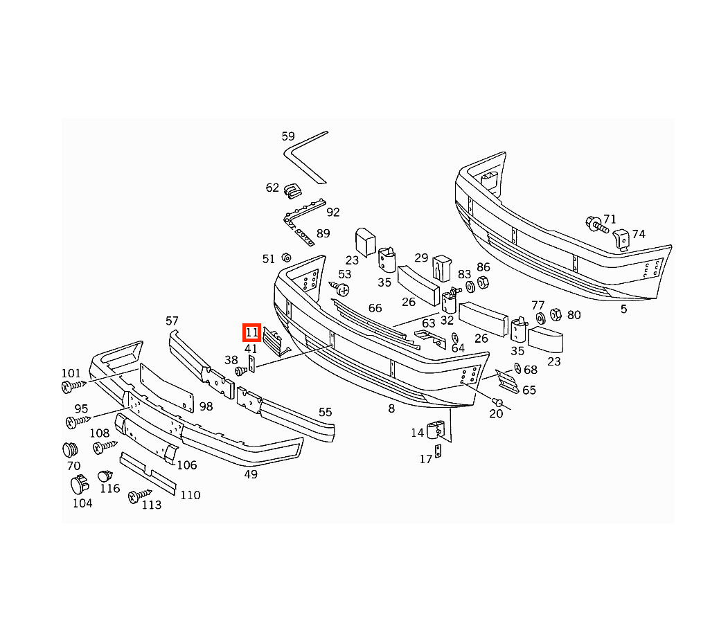 Mercedes W124 Front Bumper Tow Hook Abdeckung Verkleidung Primed A1248800005
