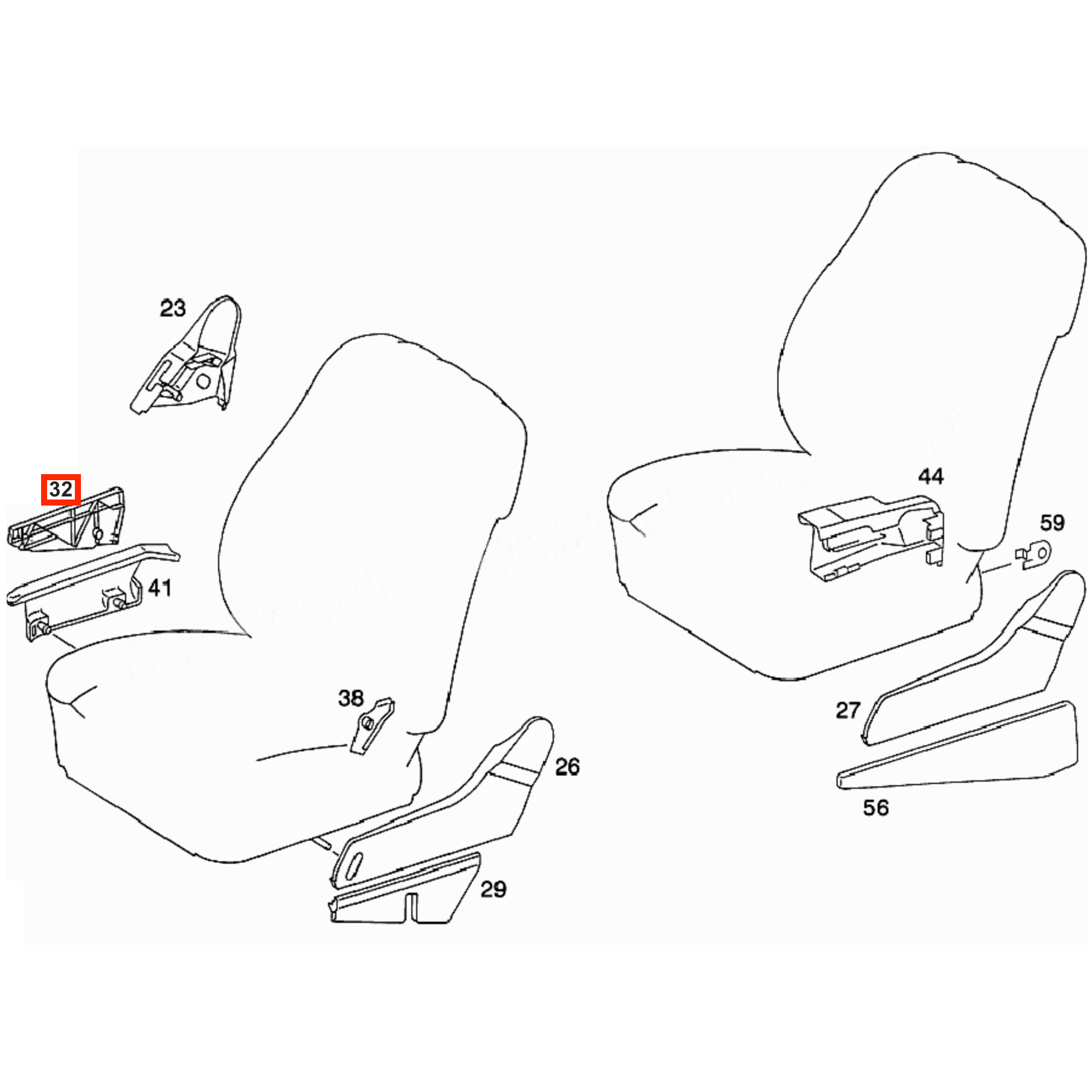 Mercedes W124 Passenger Seat Lower Side Verkleidung A1249191020