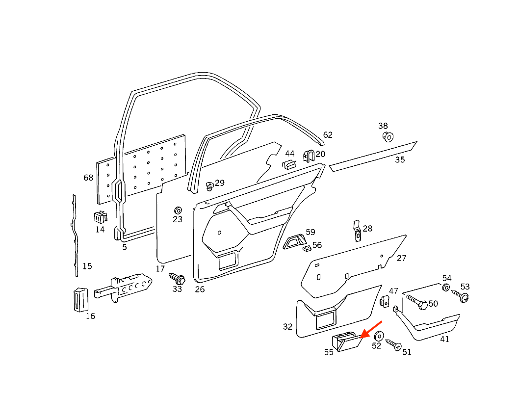 Mercedes W124 Rear Door Ashtray Abdeckung Flap Wood / Zebrano / Walnut A1248101830