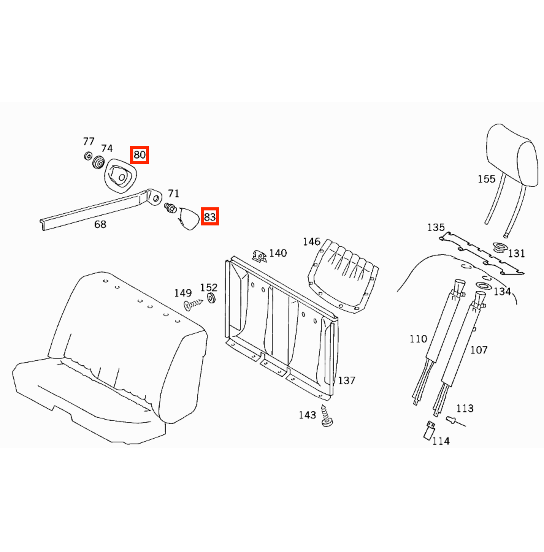 Mercedes W124 / W126 Front Seat Rail Abdeckung Frame + Cap Set links/rechts A1268680139 / A1268680339 /A1268680239 / A1268680439