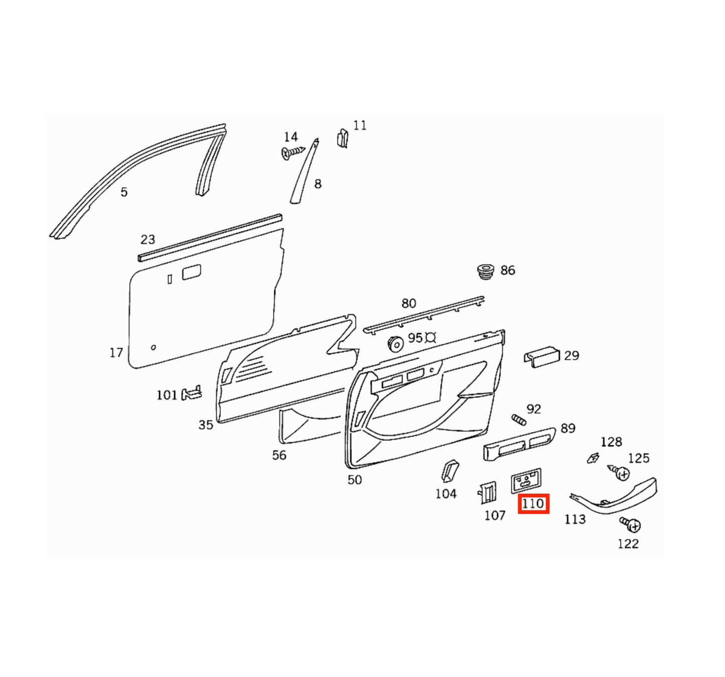 Mercedes W126 C126 SEC Door Panel Seat Adjustment Switch Panel Verkleidung links/rechts schwarz A1267665391 / A1267665491