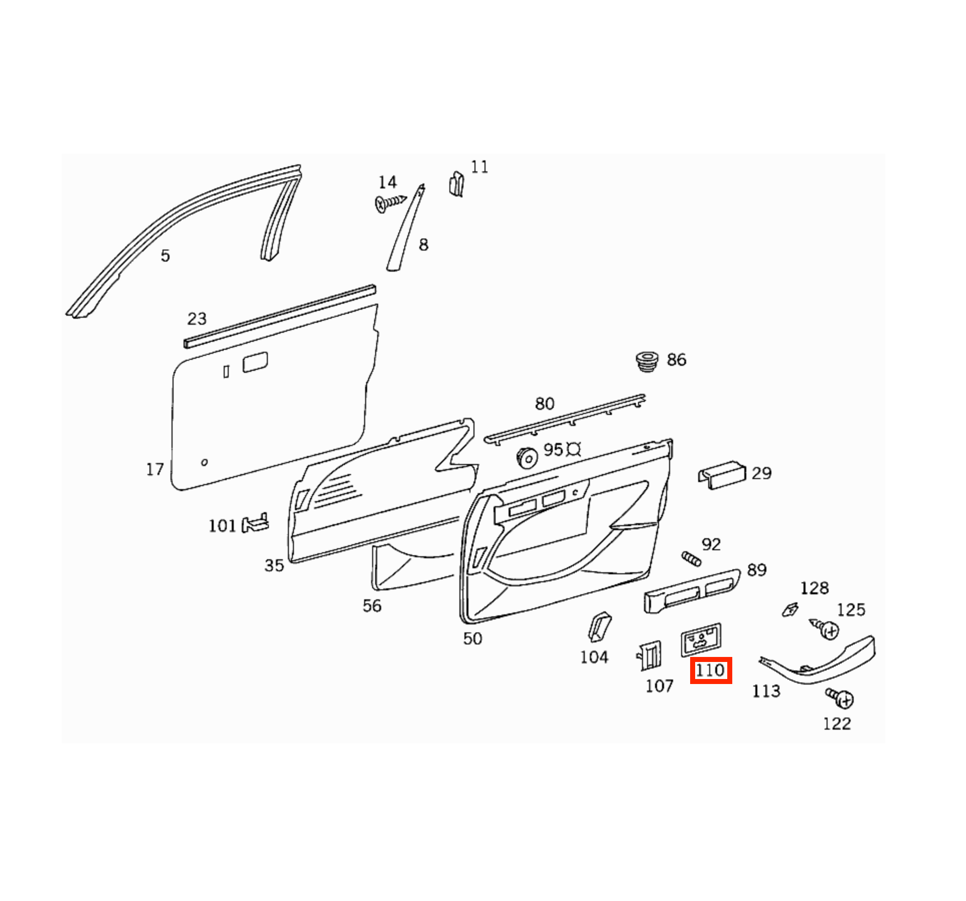 Mercedes W126 C126 SEC Door Panel Seat Adjustment Switch Panel Verkleidung links/rechts schwarz A1267665391 / A1267665491
