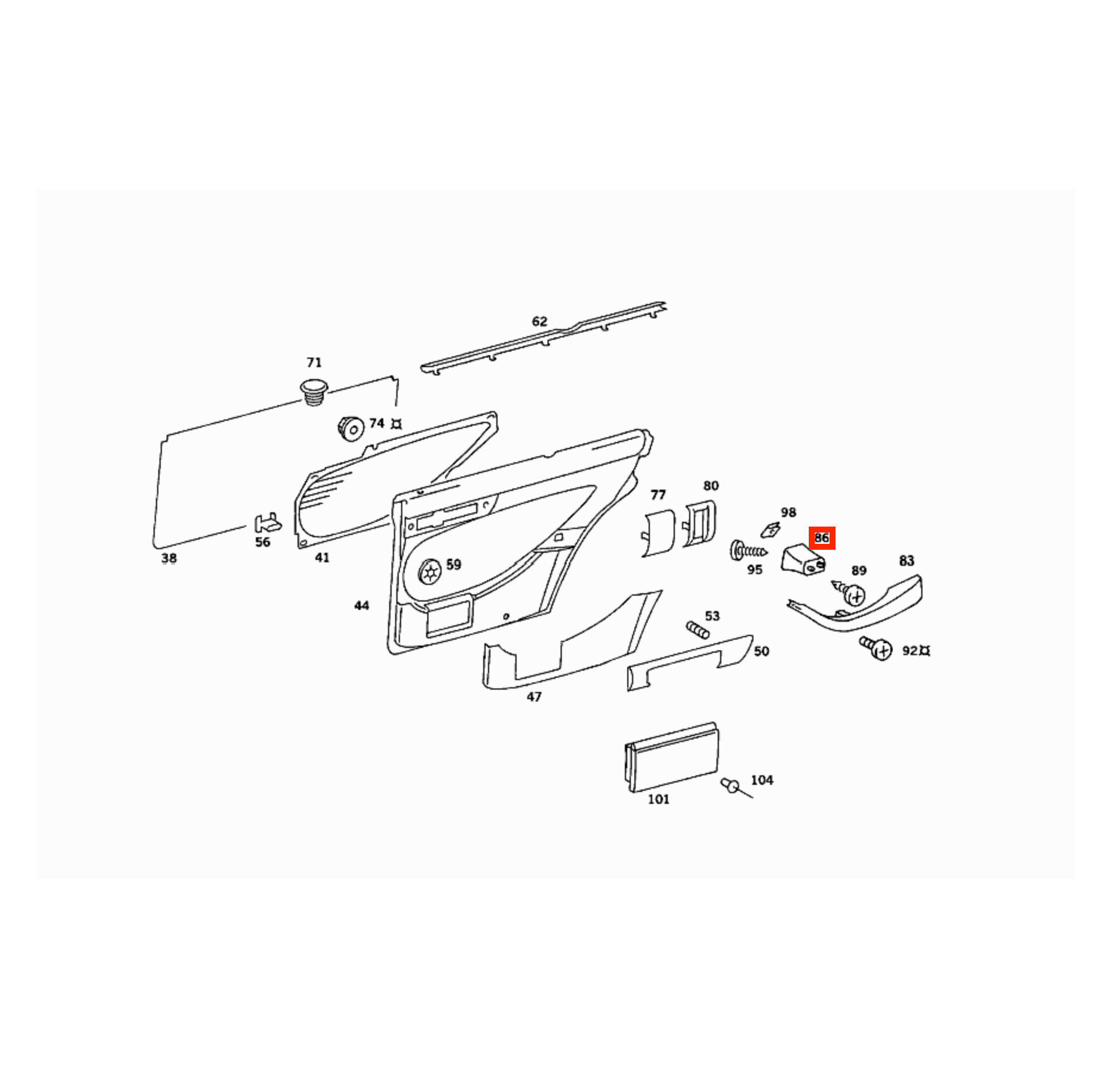 Mercedes W126 Door Panel Armrest Support A1269700064