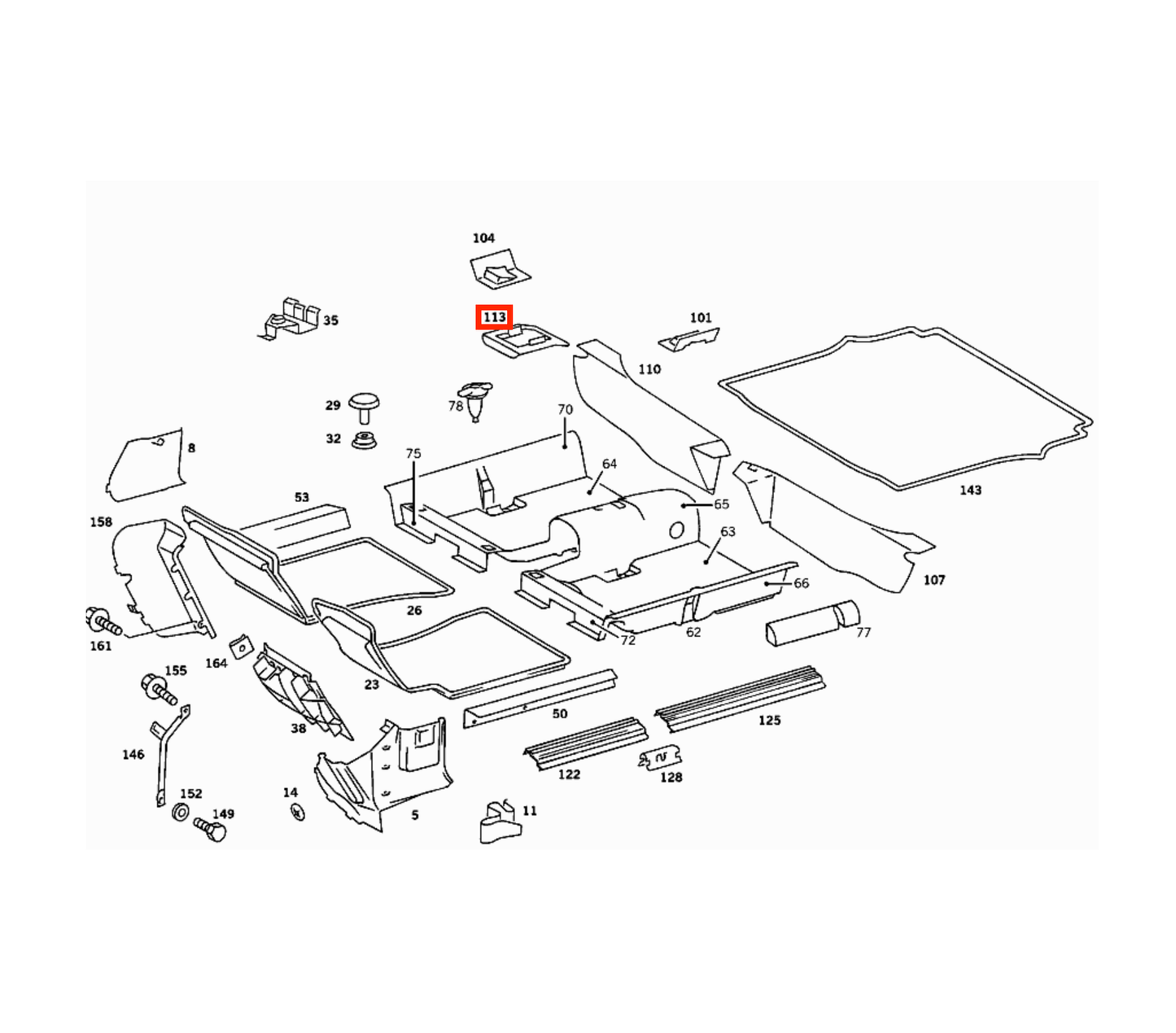 Mercedes W126 Floor Carpet Abdeckung Verkleidung A1266840018
