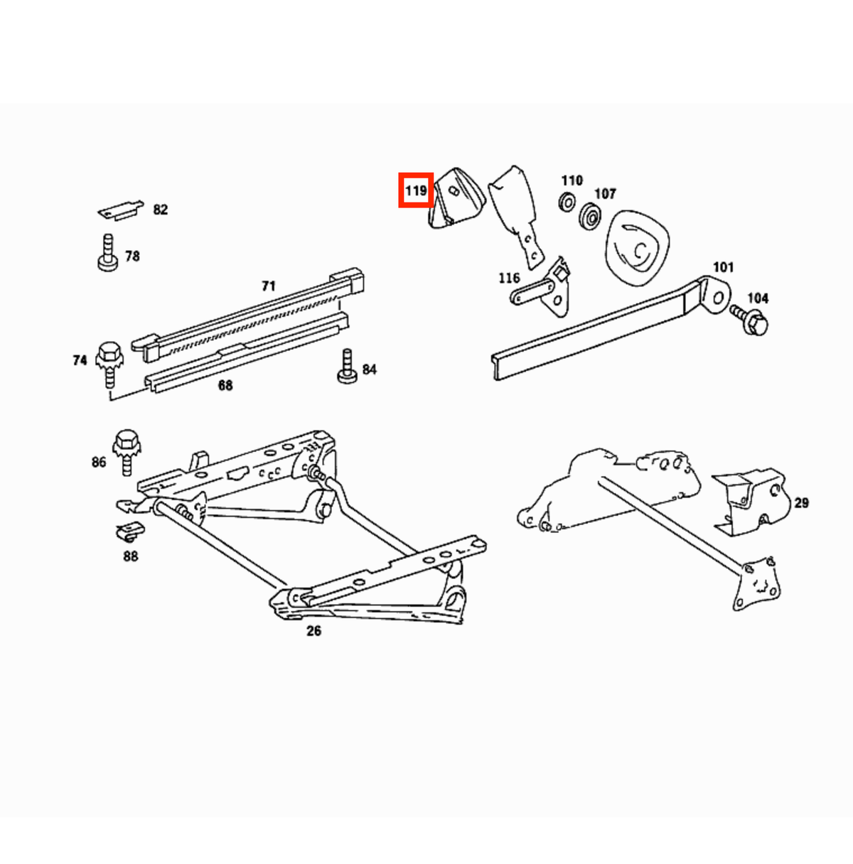 Mercedes W126 Front Seat Belt Buckle Abdeckkappe links/rechts A1269181730 / A1269182030