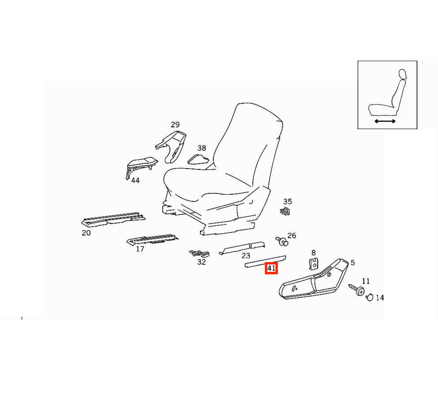 Mercedes W140 / C140 CL Front Seat Abdeckung Verkleidung A1409183030