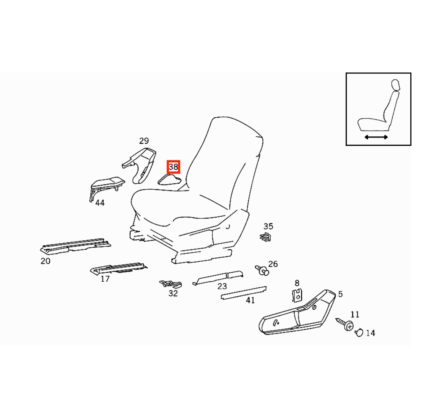 Mercedes W140 / C140 CL Front Seat Abdeckung Verkleidung links/rechts A1409180530 / A1409180630