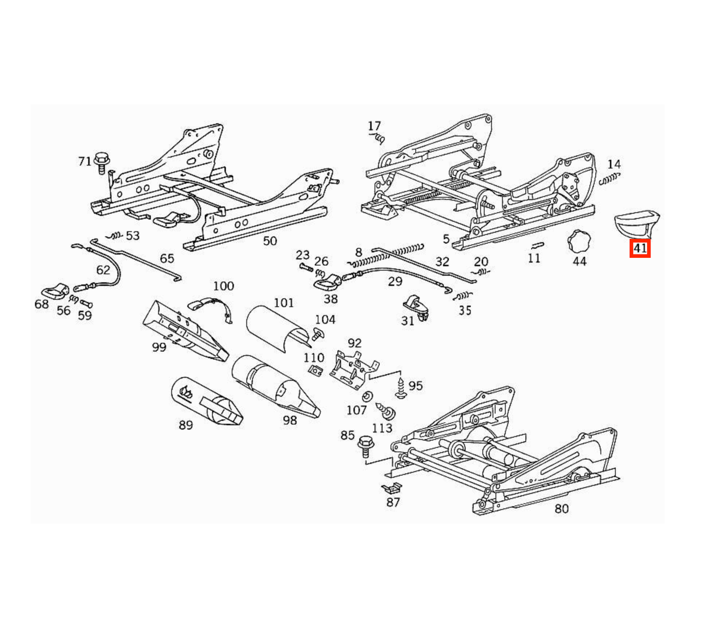 Mercedes W140 Front Seat Manual Height Adjustment Handle links/rechts A1409190160 / A1409190260