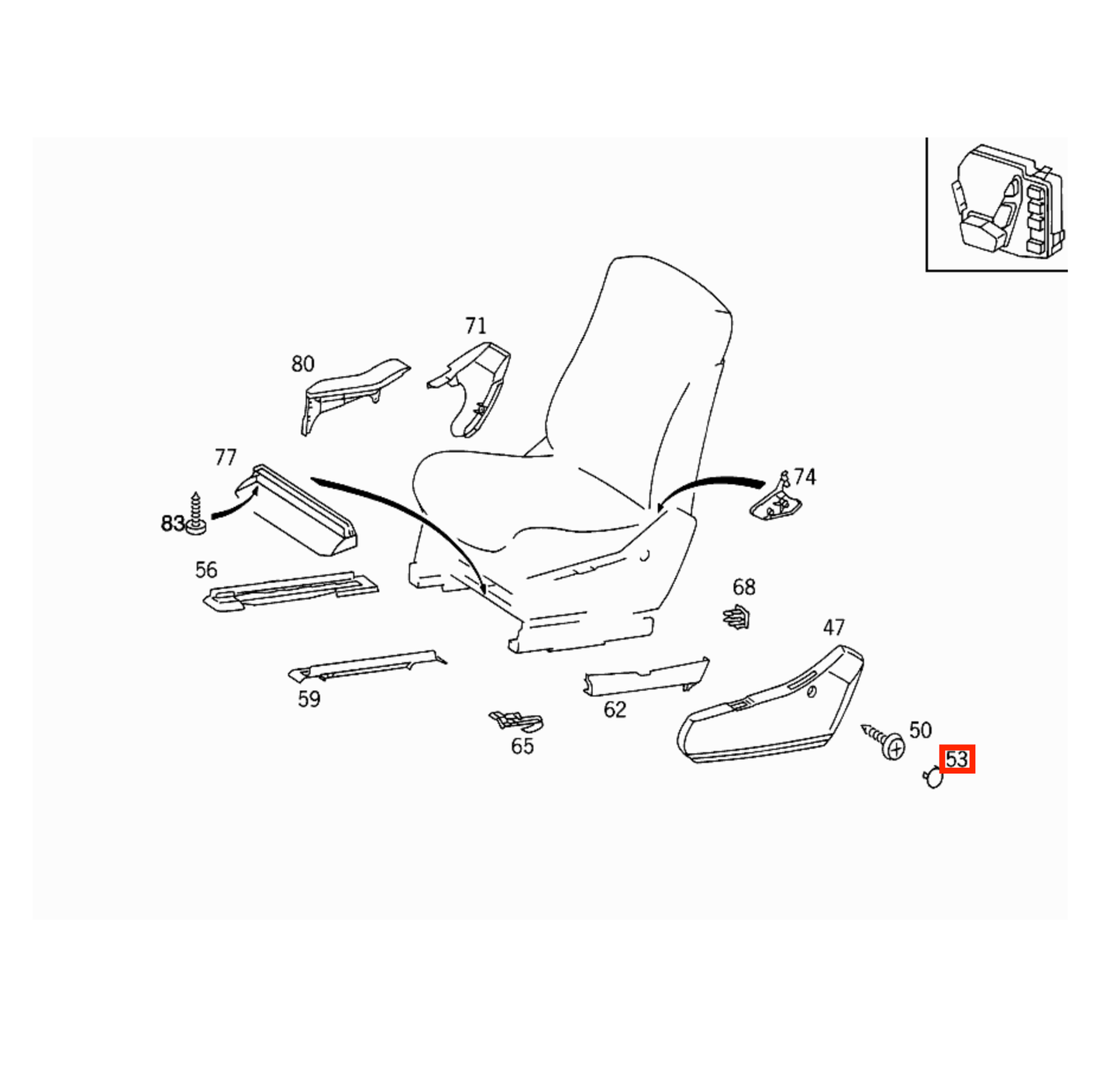Mercedes W140 Front Seat Side Abdeckung Screw Cap A1409181930