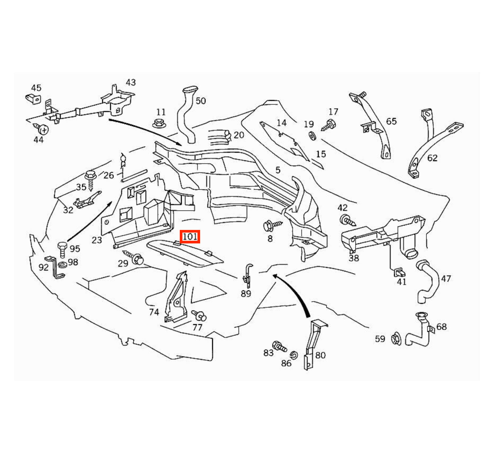 Mercedes W140 Headlight Bulb Access Abdeckung Verkleidung links/rechts schwarz A1406280745 / A1406280845