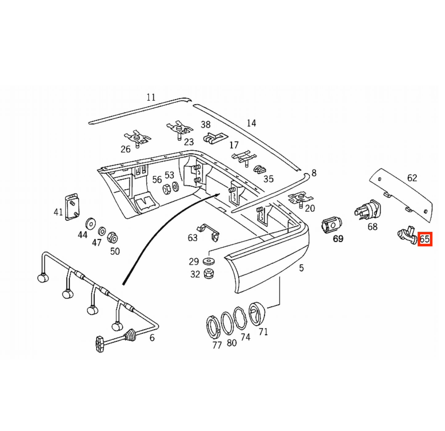 Mercedes W140 Rear Bumper Trailer Hitch Abdeckung Verkleidung Clip Set Primed A1408800287