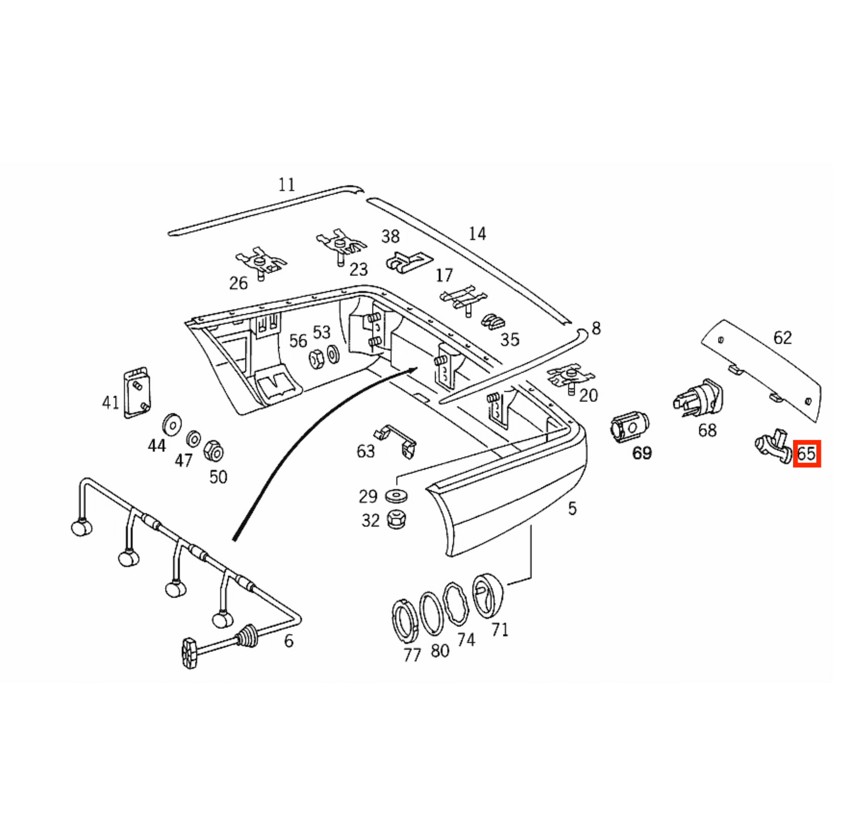 Mercedes W140 Rear Bumper Trailer Hitch Abdeckung Verkleidung Clip Set Primed A1408800287