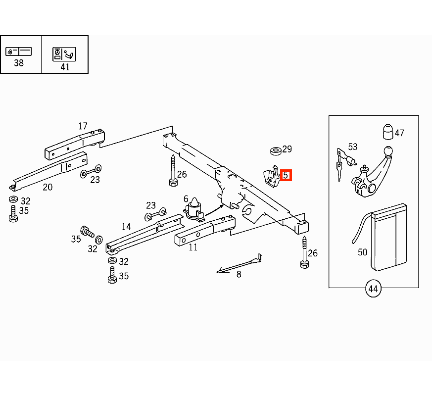 Mercedes W140 / W202 Towbar Abdeckung Bracket schwarz A1403150183