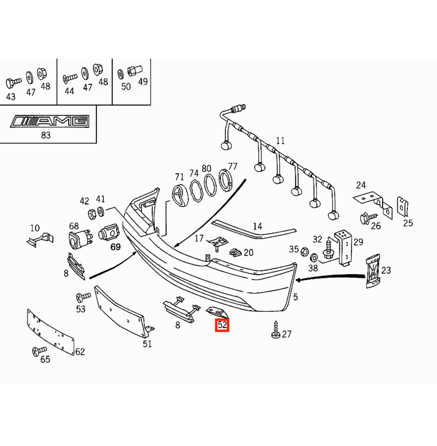 Mercedes W140 / W210 Front Bumper Outside Temperature Sensor Bracket schwarz A1408852414