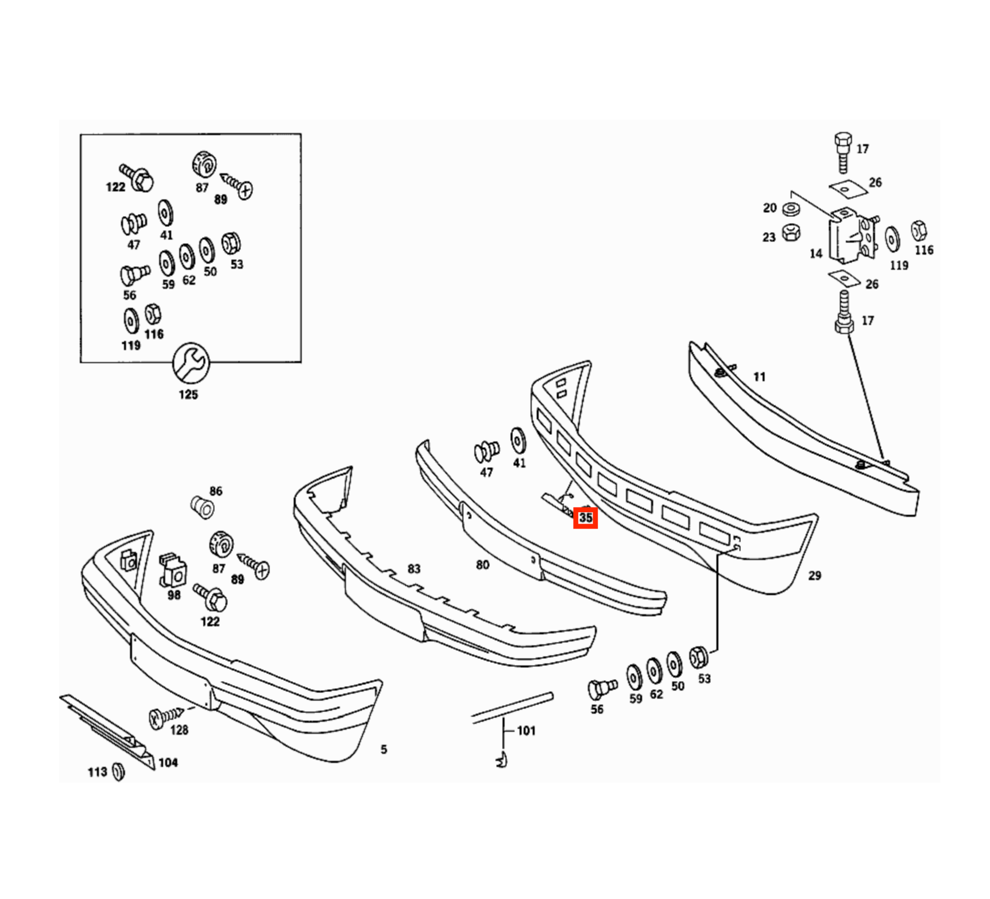 Mercedes W201 Abschlepphaken-Abdeckung Stoßfänger vorn Primed A2018800305