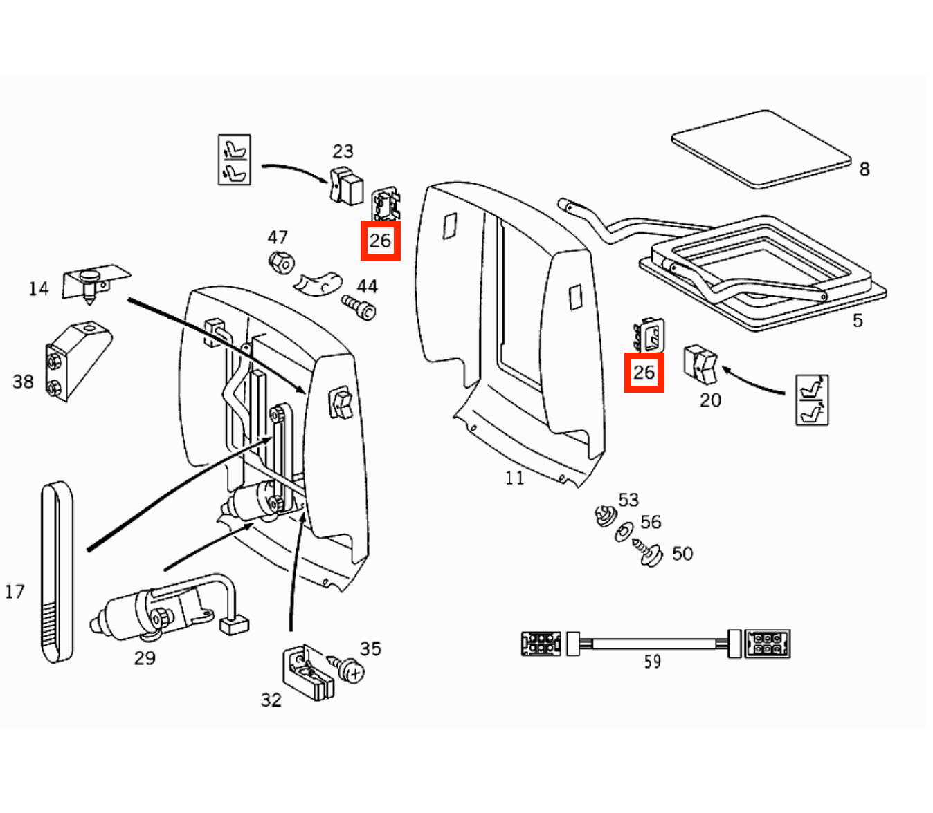 Mercedes W202 Rear Window Or Heated Seats Switch Button Housing Verkleidung A2028210059