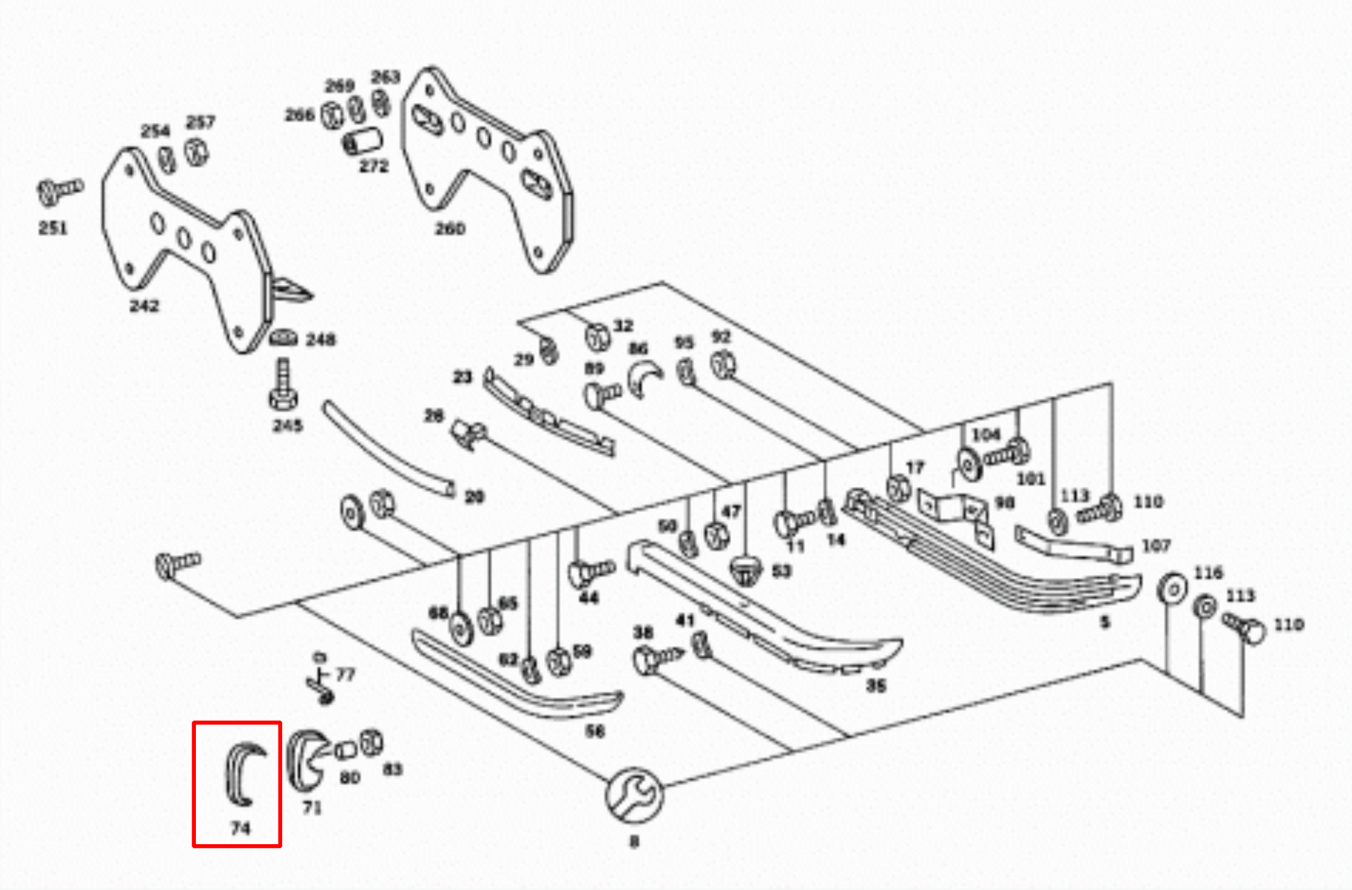 Mercedes R107 R107 Rear Bumper Guard - Serial number: 1158850196