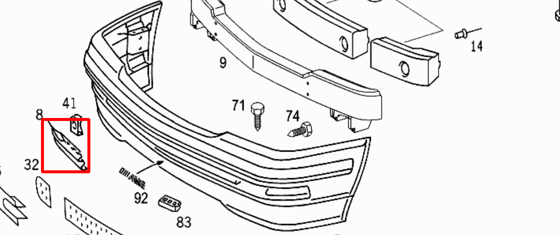 Mercedes R129 AMG Tow Hook & Bumper Abdeckung HWA1298800105
