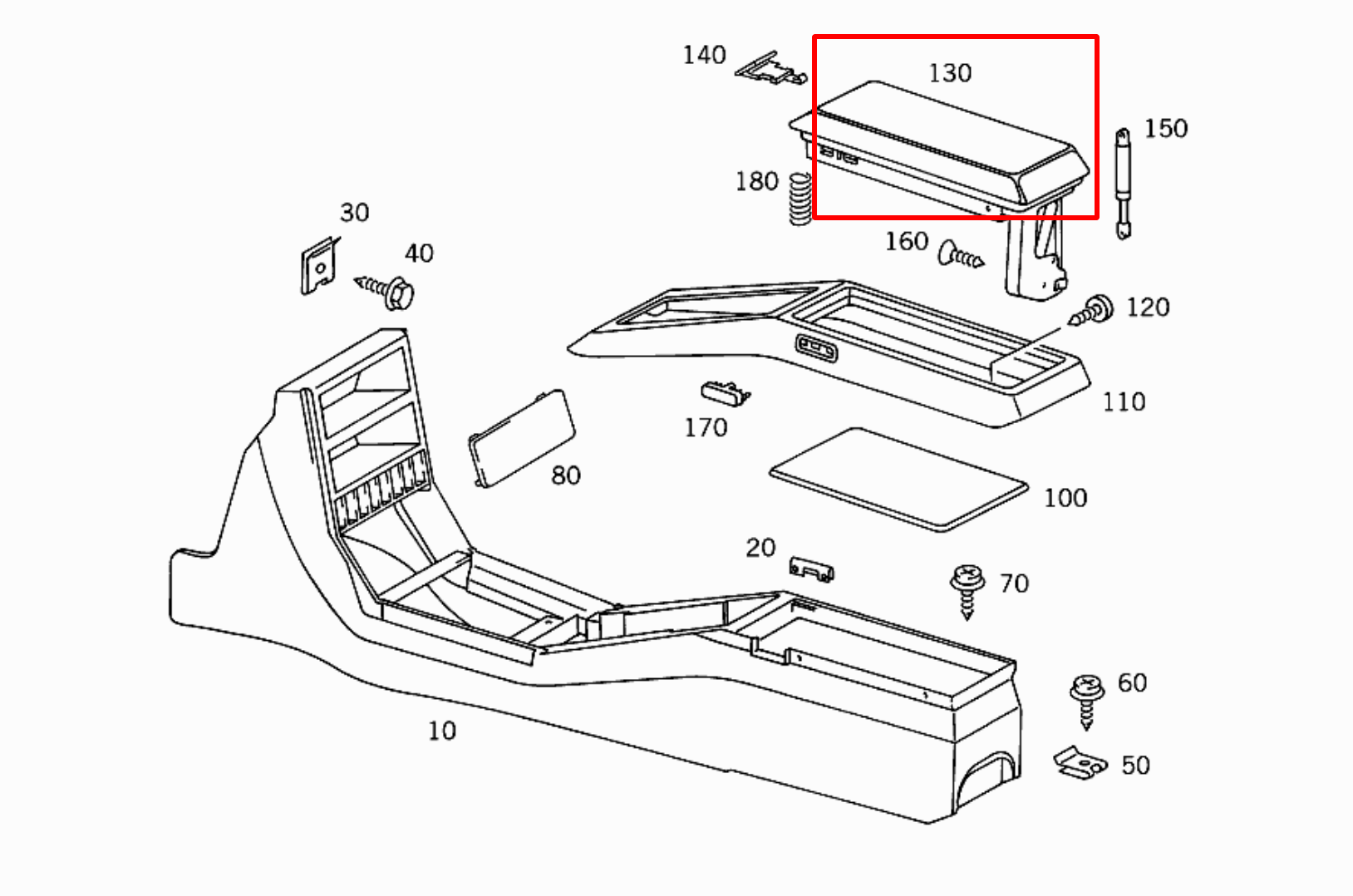 Mercedes R129 R129 Armrest Mechanism Abdeckung 1296802836
