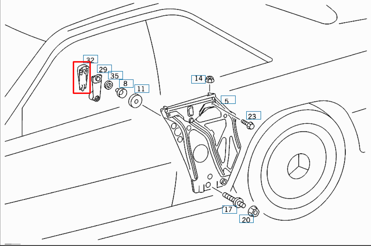 Mercedes W107 W123 W124 W126 W201 W460 Window Winder Abdeckung A2017680136