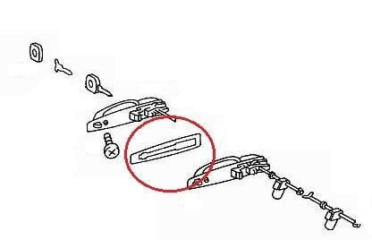 Mercedes W123 W123 Chrome Door Handle Gasket Rear (S123, Exterior)