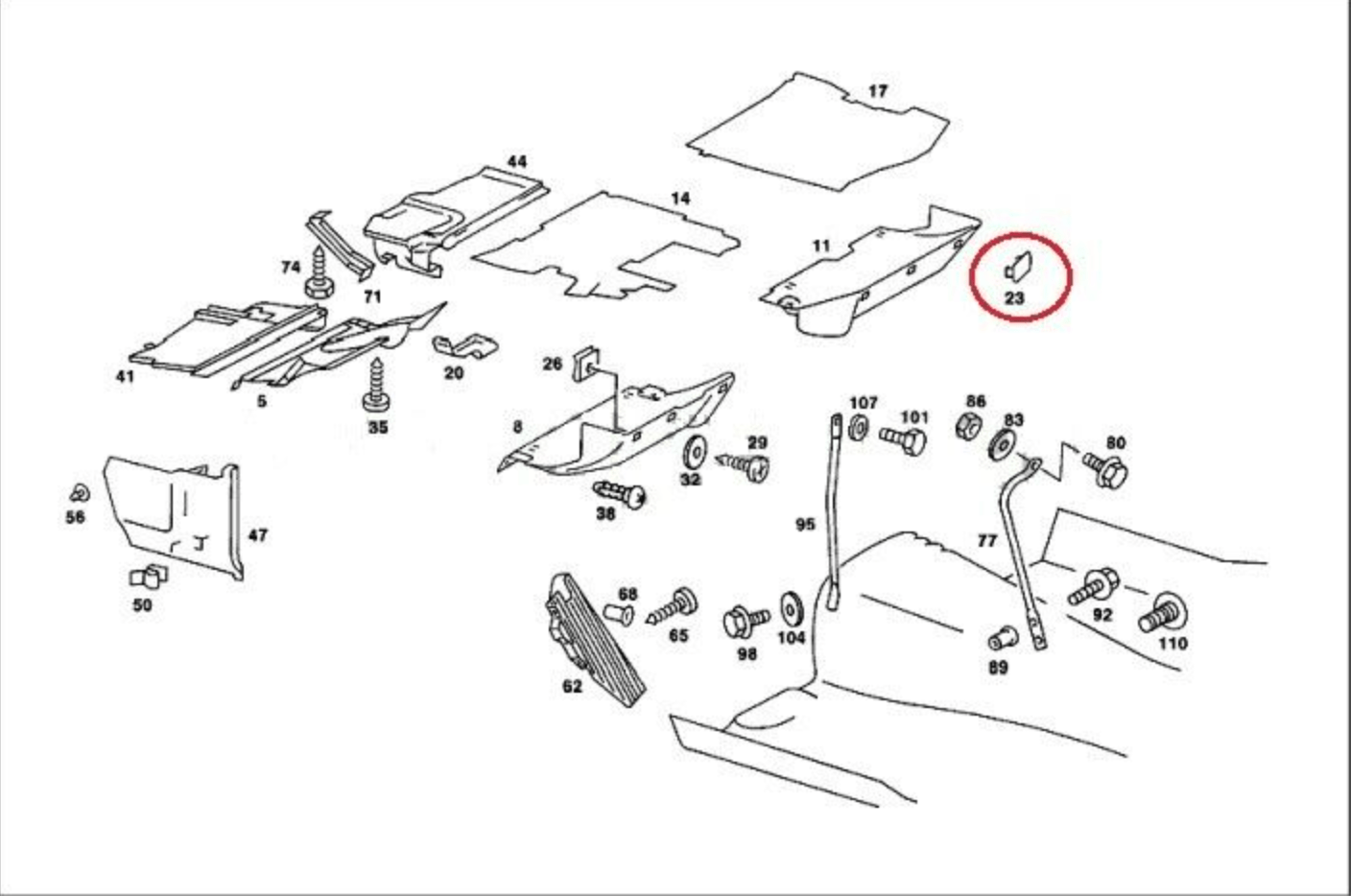 Mercedes W123 W123 Screw Cap Verkleidung Under Dash Kick Panel (4 pieces)