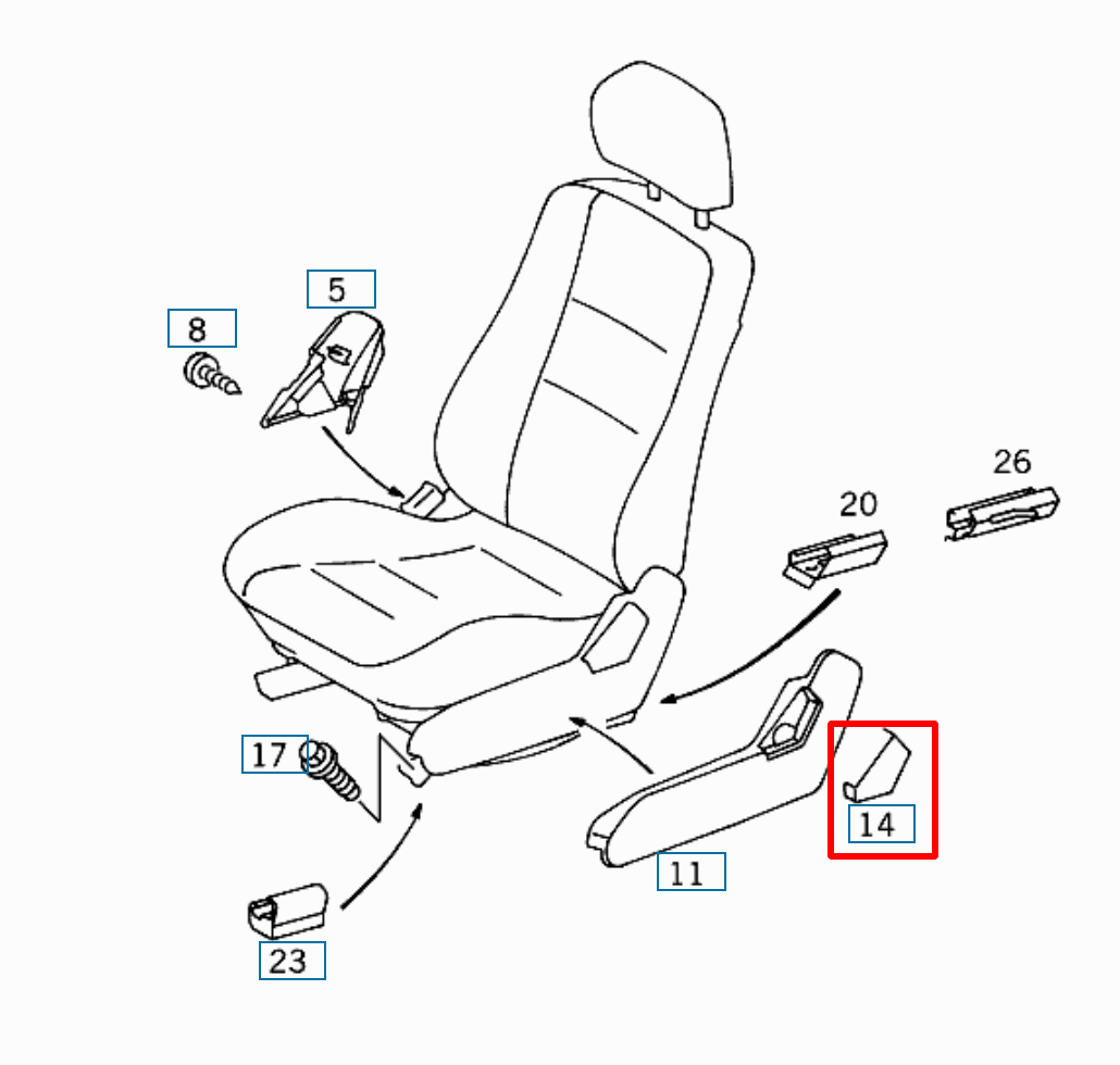 Mercedes W202 W210 96-02 Seat Verkleidung Abdeckung (Mercedes E-klasse, W202)