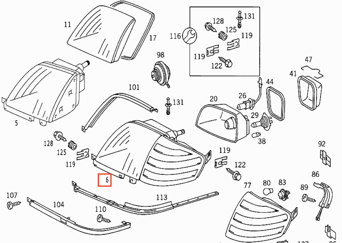 Mercedes R129 R129 Front Right Headlight, Halogen, With Indicator A1298206461