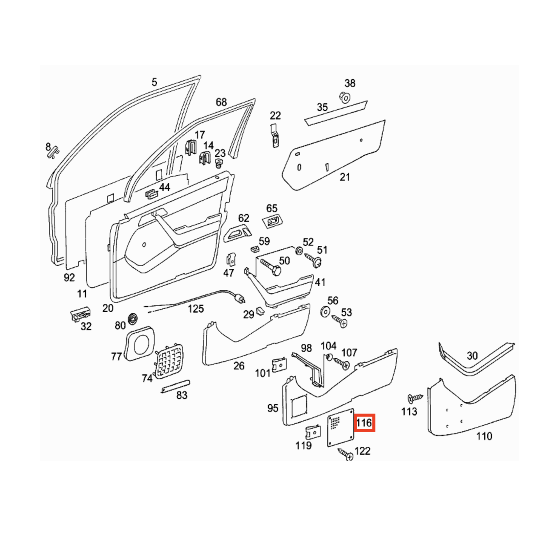 Mercedes W124 Taxi Version Front Door Speaker Abdeckung A1247270488