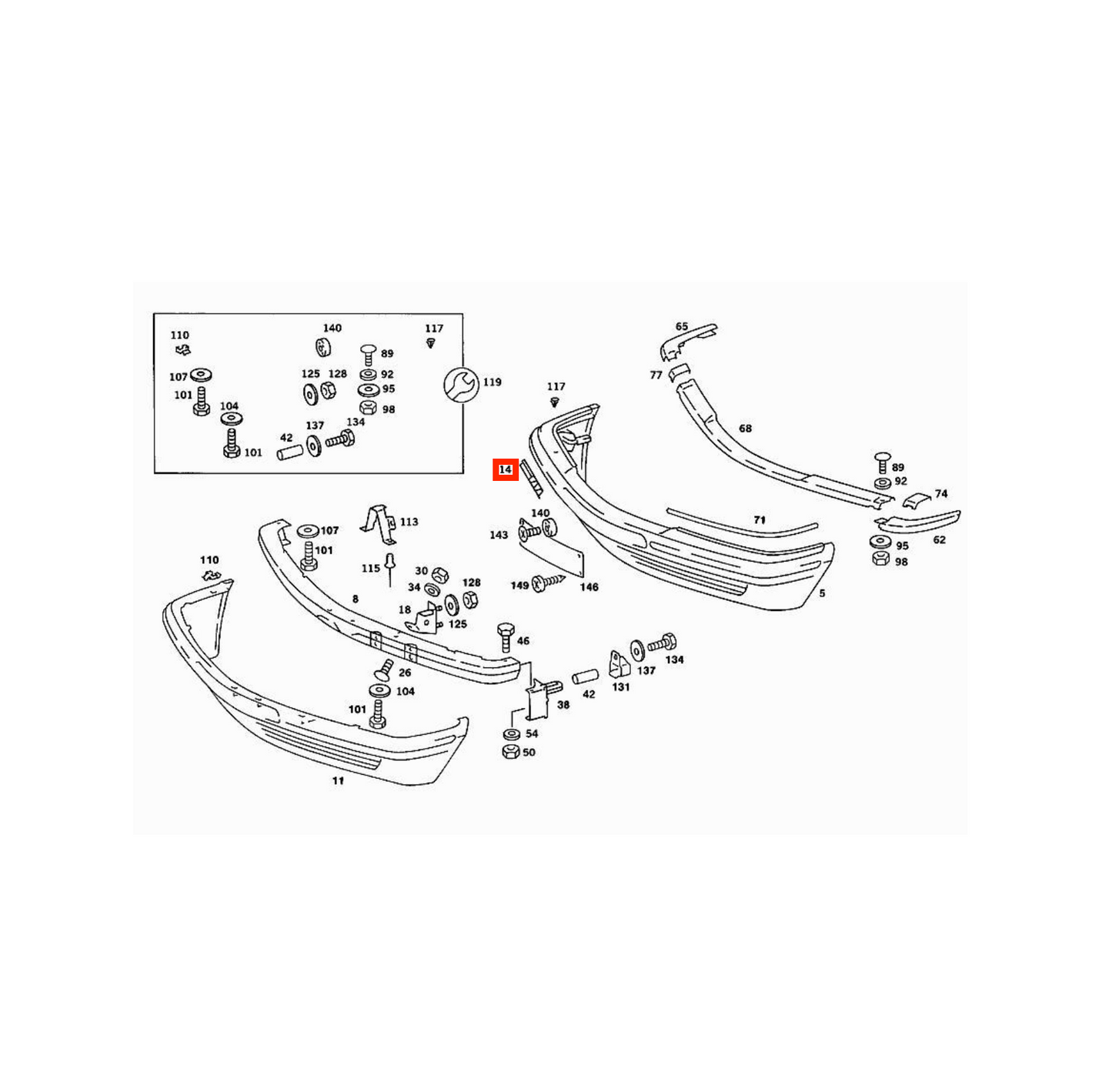 Mercedes C126 SEC Abschlepphaken-Abdeckung Stoßfänger vorn Primed A1268800305