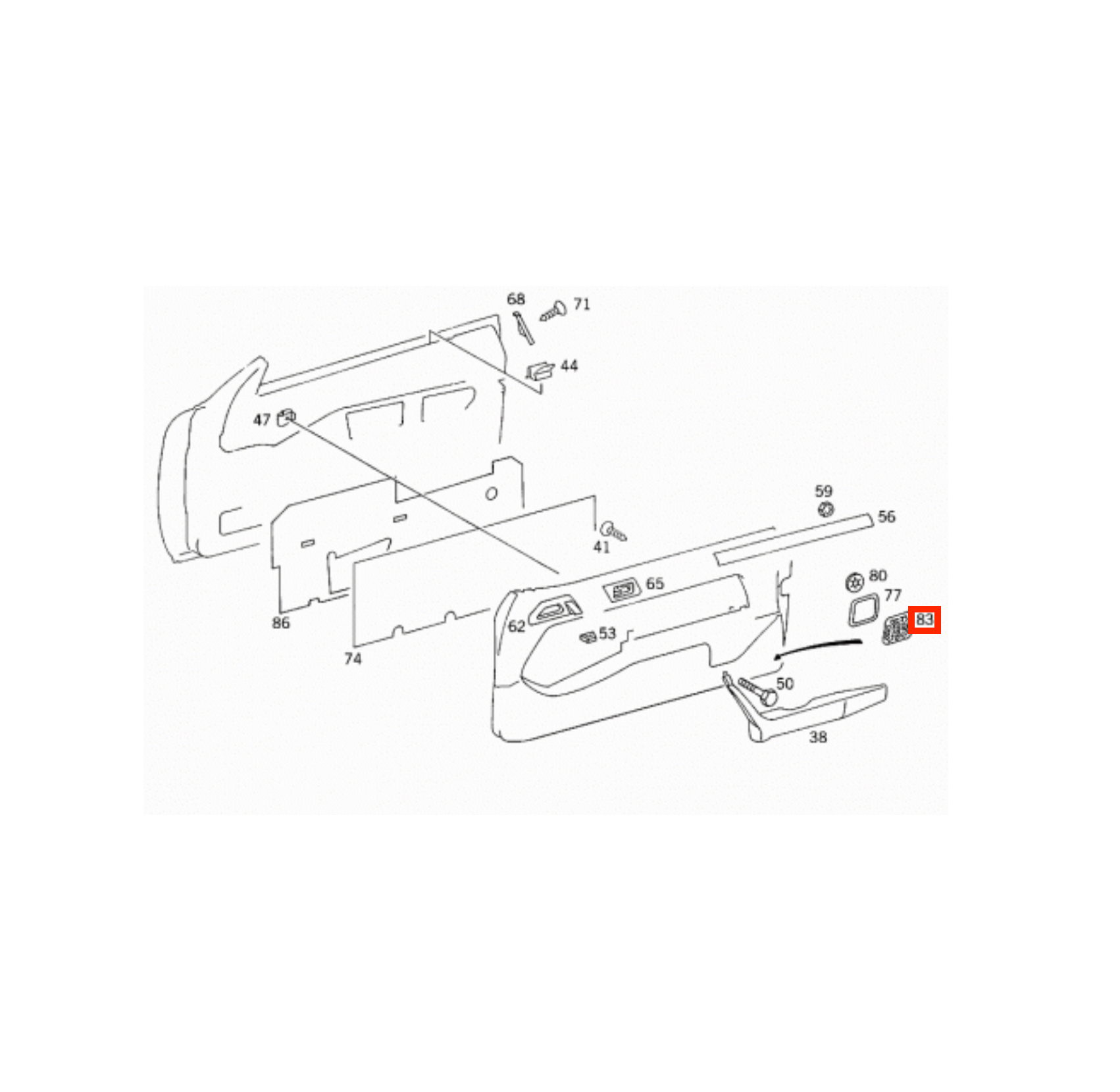 Mercedes W124 Active Bass System Door Panel Speaker Abdeckung A1248202512