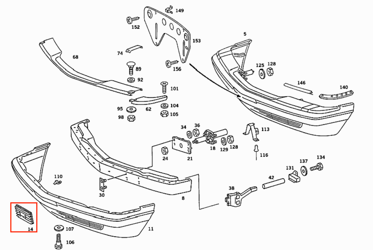 Mercedes W126 Front Bumper Lower Tow Hook Grill Abdeckung Version USA Coupe Primed A1268850326