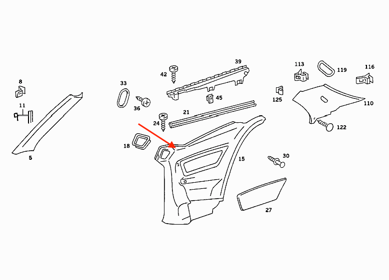 Mercedes W126 C126 Seat Belt / Presenter Side Abdeckung links/rechts A1266920922 / A1266921022