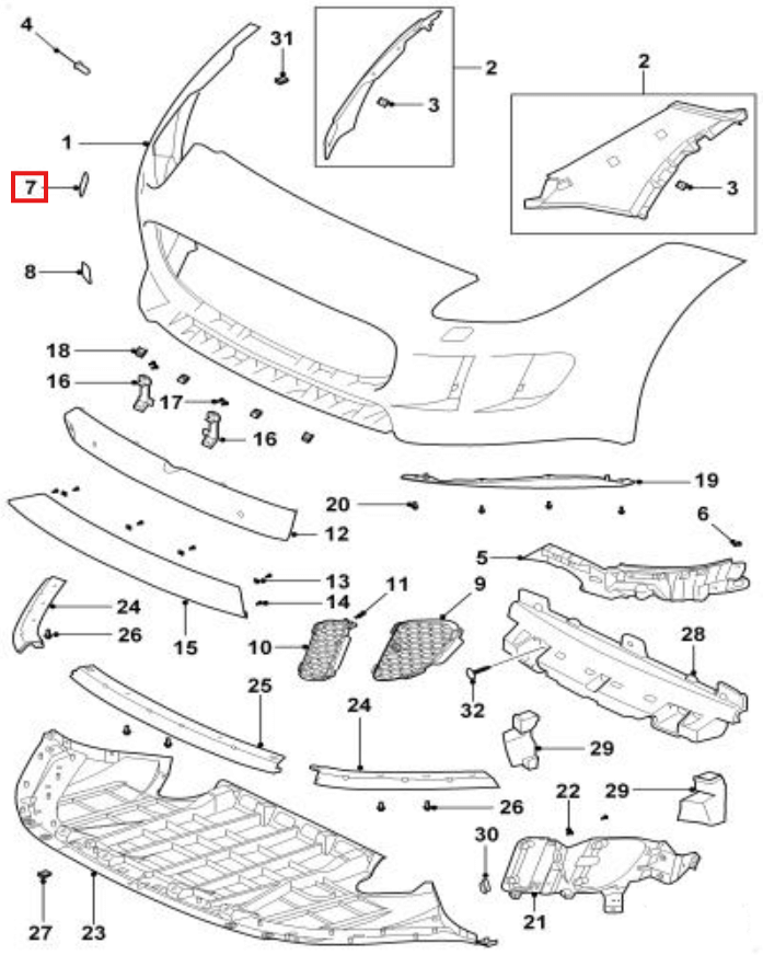Jaguar F-Type Scheinwerferreinigung Nozzle Jet Abdeckung Kappes 2er-Set Primed EX5313L019AA C2P22198LML / EX5313L018AA C2P22197LML